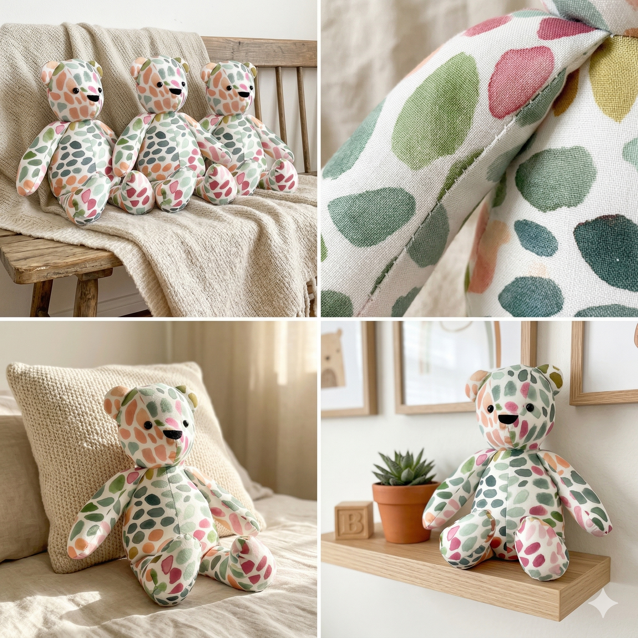 Teddy Bear Pattern and Bunny + VIDEO tutorial - 3 sizes, rabbit pattern, keepsake bear,