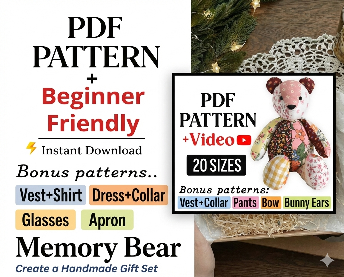Souvenir Bear Pattern + VIDEO Tutorial Pdf
