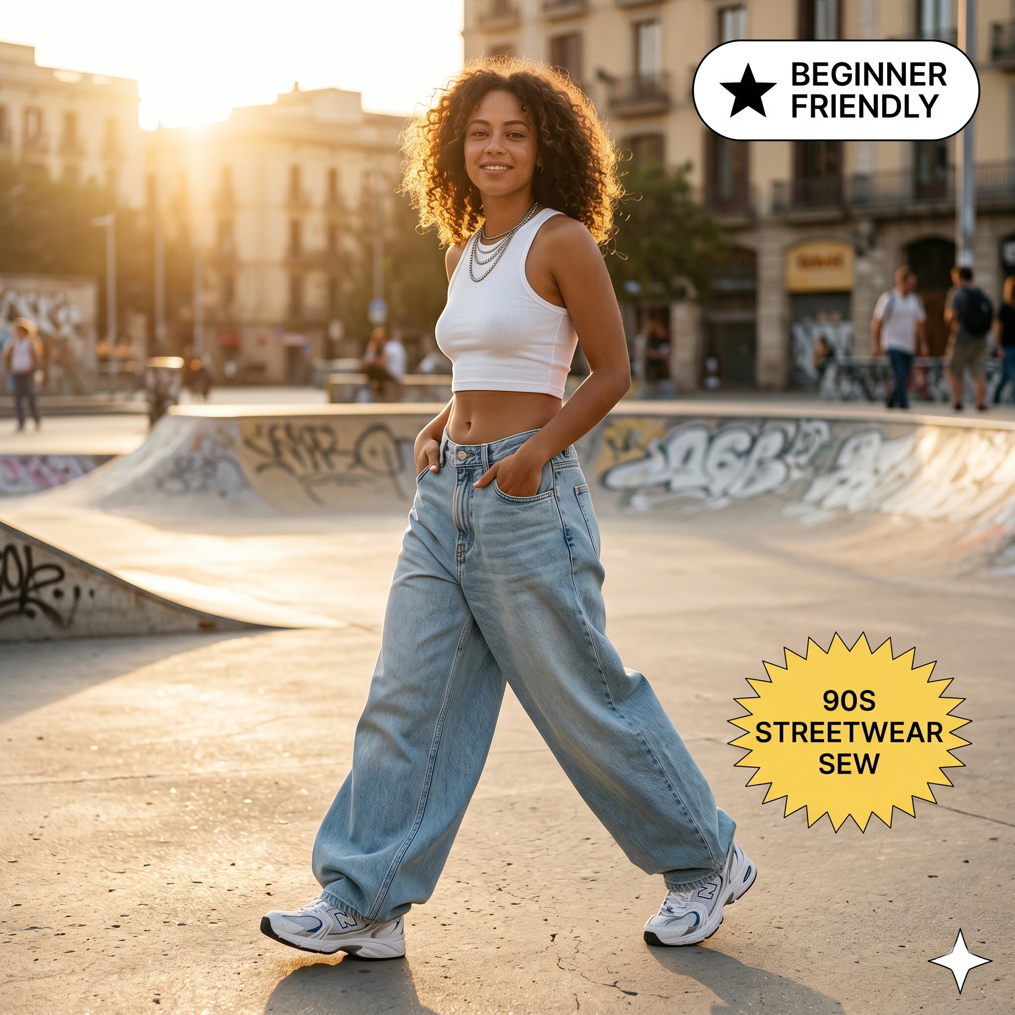 women's 90 Inspired Low Loose Baggy Jeans Pattern | Wide Leg Denim Pants | Digital PDF Sewing Pattern-Extra Loose Fit Denim Pattern