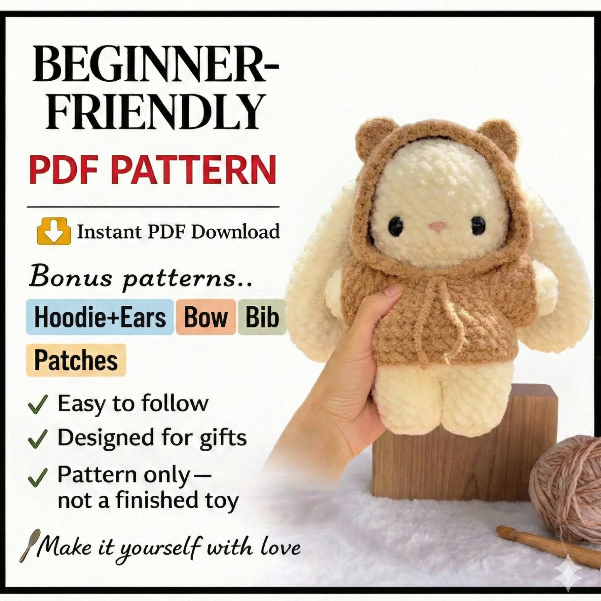 9 in 1 Baby Bunny in Hoodie Crochet Pattern Bundle