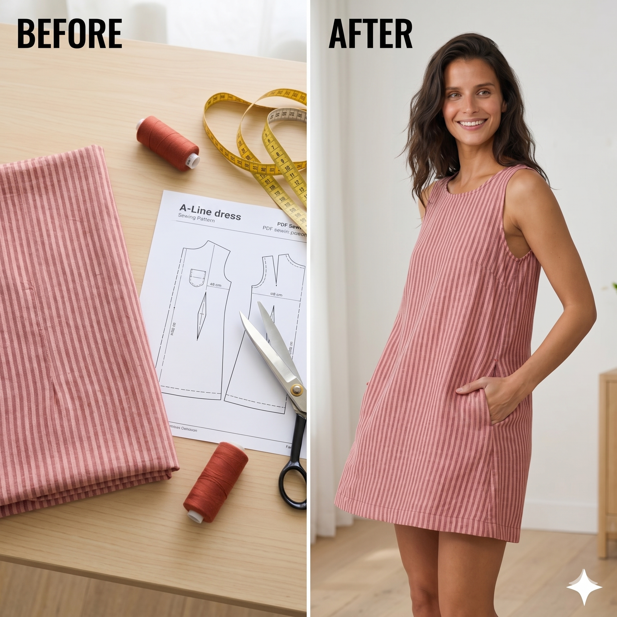 A-Line Dress Pattern, Shift Dress Sewing Pattern, Easy Dress Sewing Pattern, Linen Dress Pattern For Women