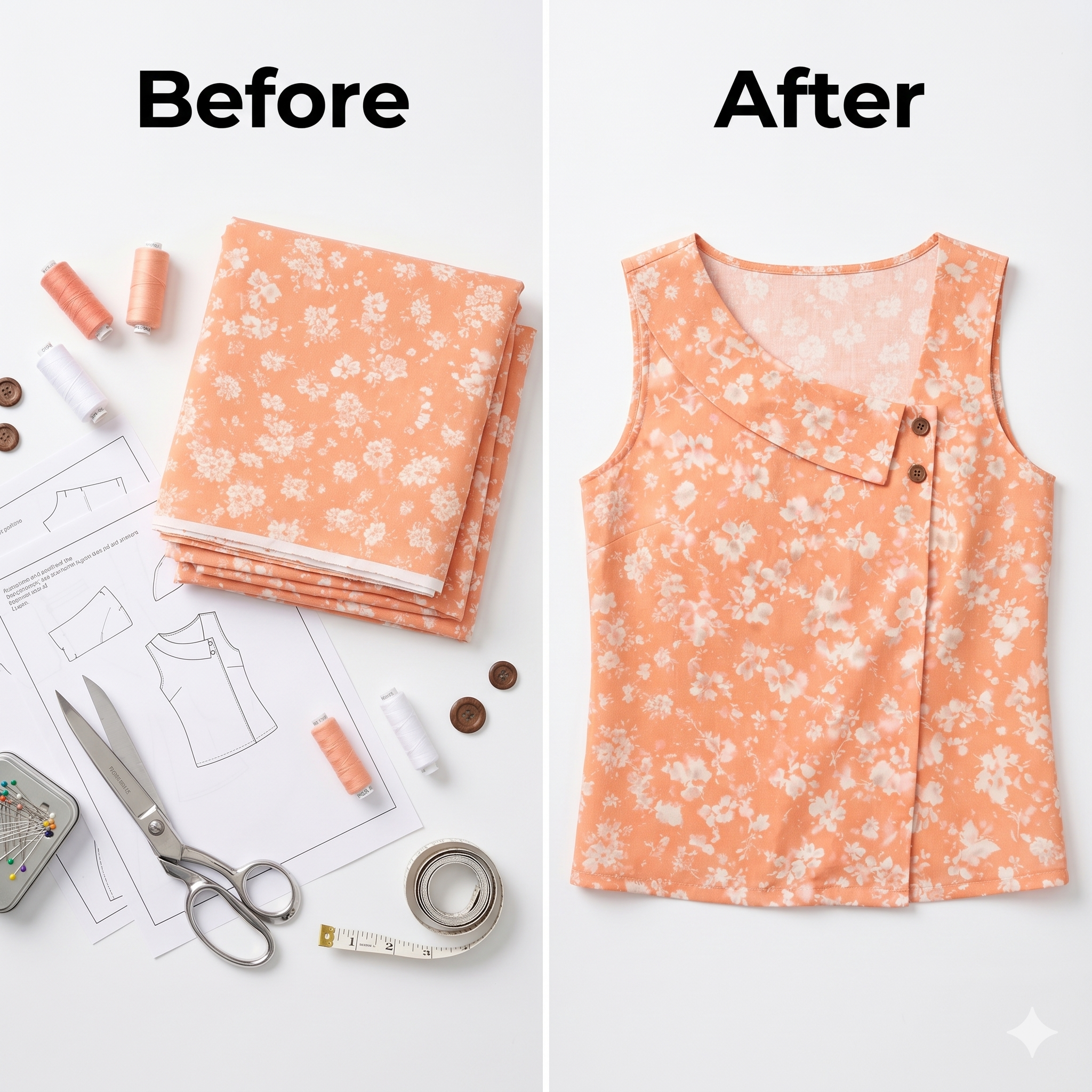 Asymmetrical Summer Top Sewing Pattern, Sleeveless Blouse PDF, Women's Casual Shirt DIY, Digital Pattern For Beginner, Sizes XS–3XL