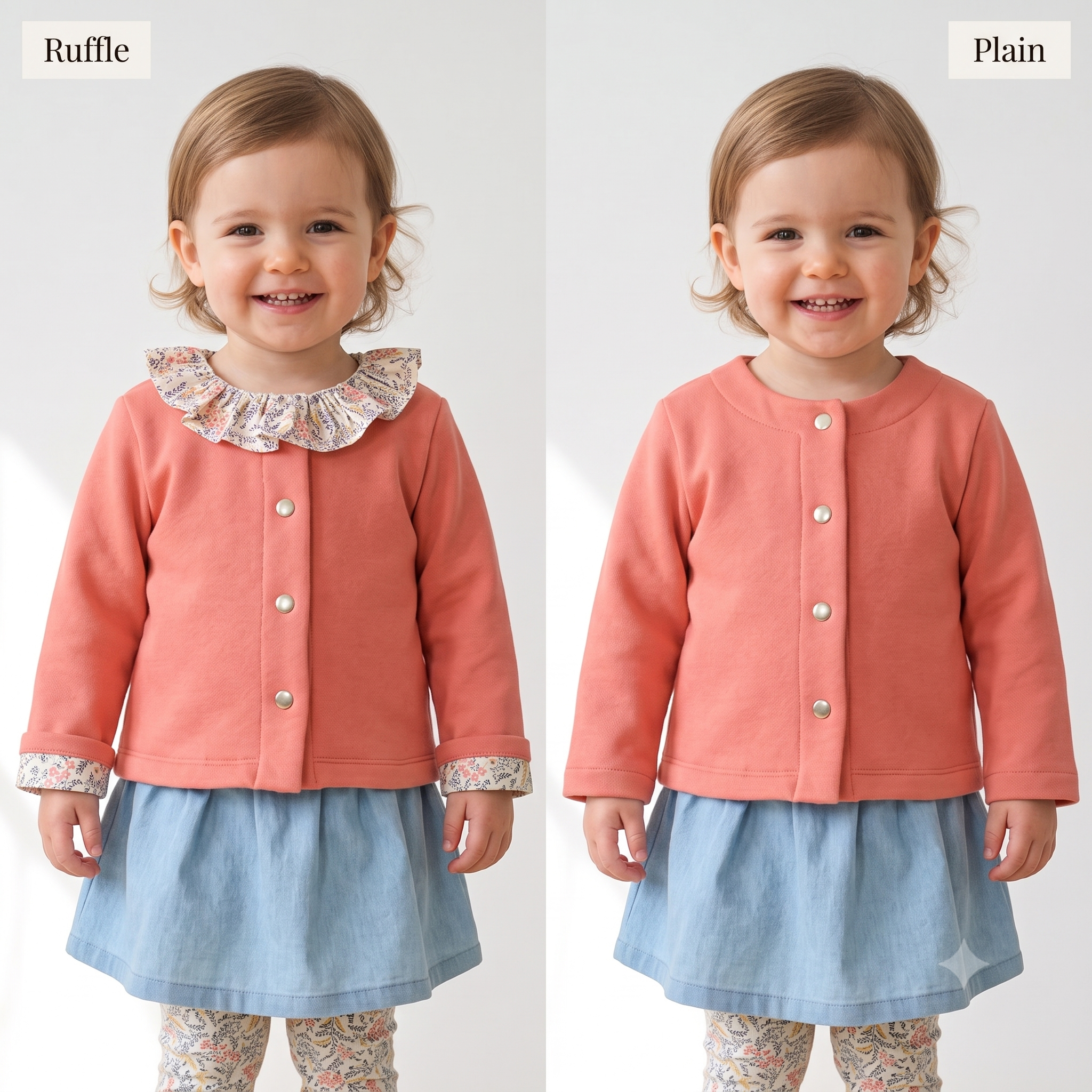 BABY & MINI MONCEAU Cardigan Sewing Pattern PDF, Kids Jersey Cardigan, Round Neck Snap Cardigan, No Overlocker, Ages 3 Months–14 Years