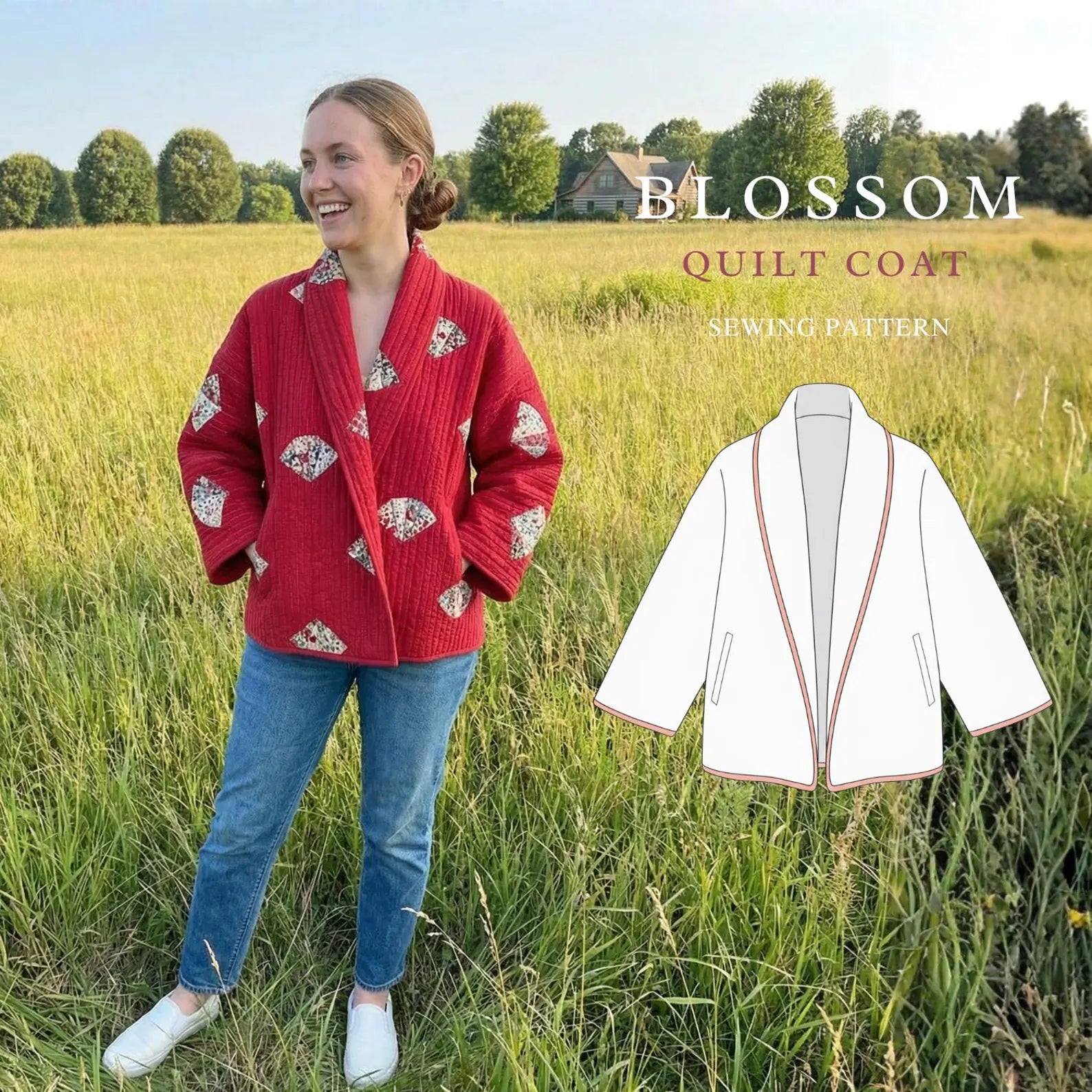 Blossom Quilt coat Sewing Pattern | beginner friendly, Sizes XXS-4XL | jacket pattern |(Instant Download)