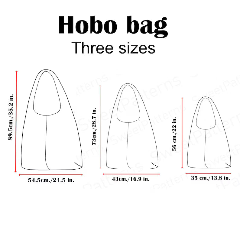 Boho Hobo Bag Sewing Pattern PDF , Three size