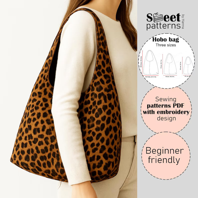 Boho Hobo Bag Sewing Pattern PDF , Three size