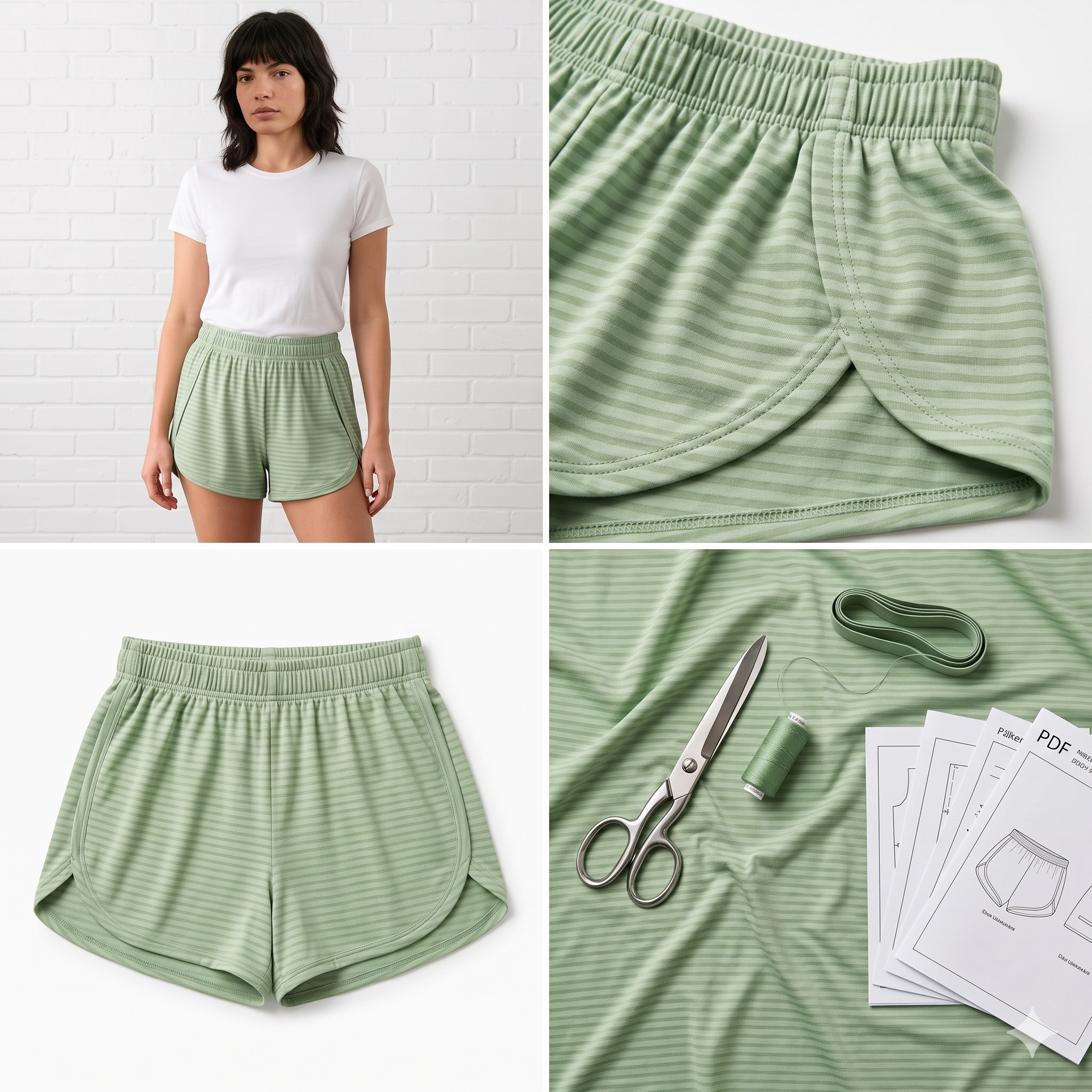 Comfy Lounge Shorts — Sewing Pattern (PDF) | High-Waist Elastic Pajama Shorts