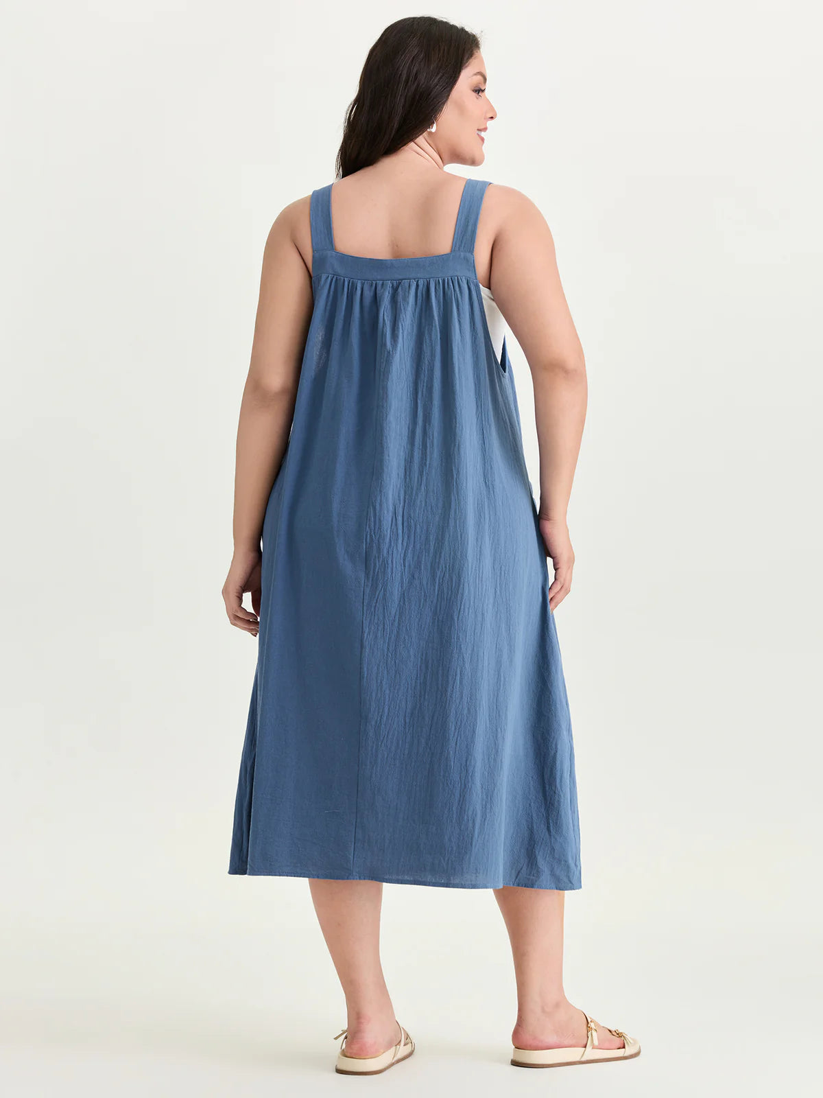 ✨ Cotton Pleated Square Neck Midi Dress – Instant Download PDF Sewing Pattern