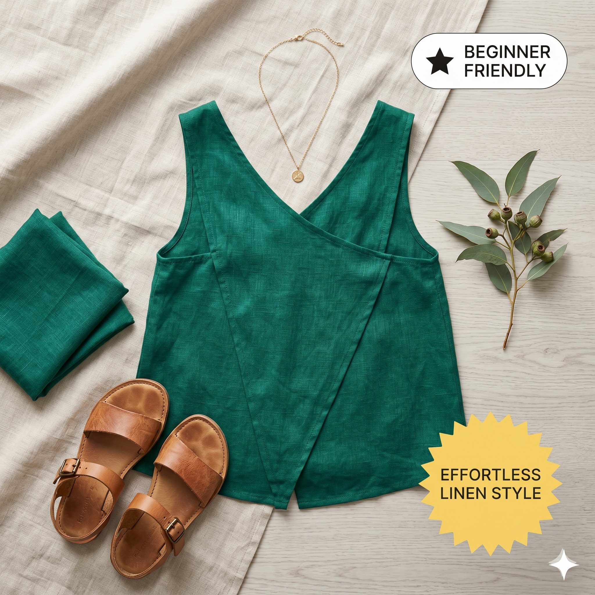 Cross Back Top Sewing Pattern | Easy Sewing Pattern PDF for Beginners | XS-XL | Instant Download | A0, A4, Easy Instructions, Video Tutorial