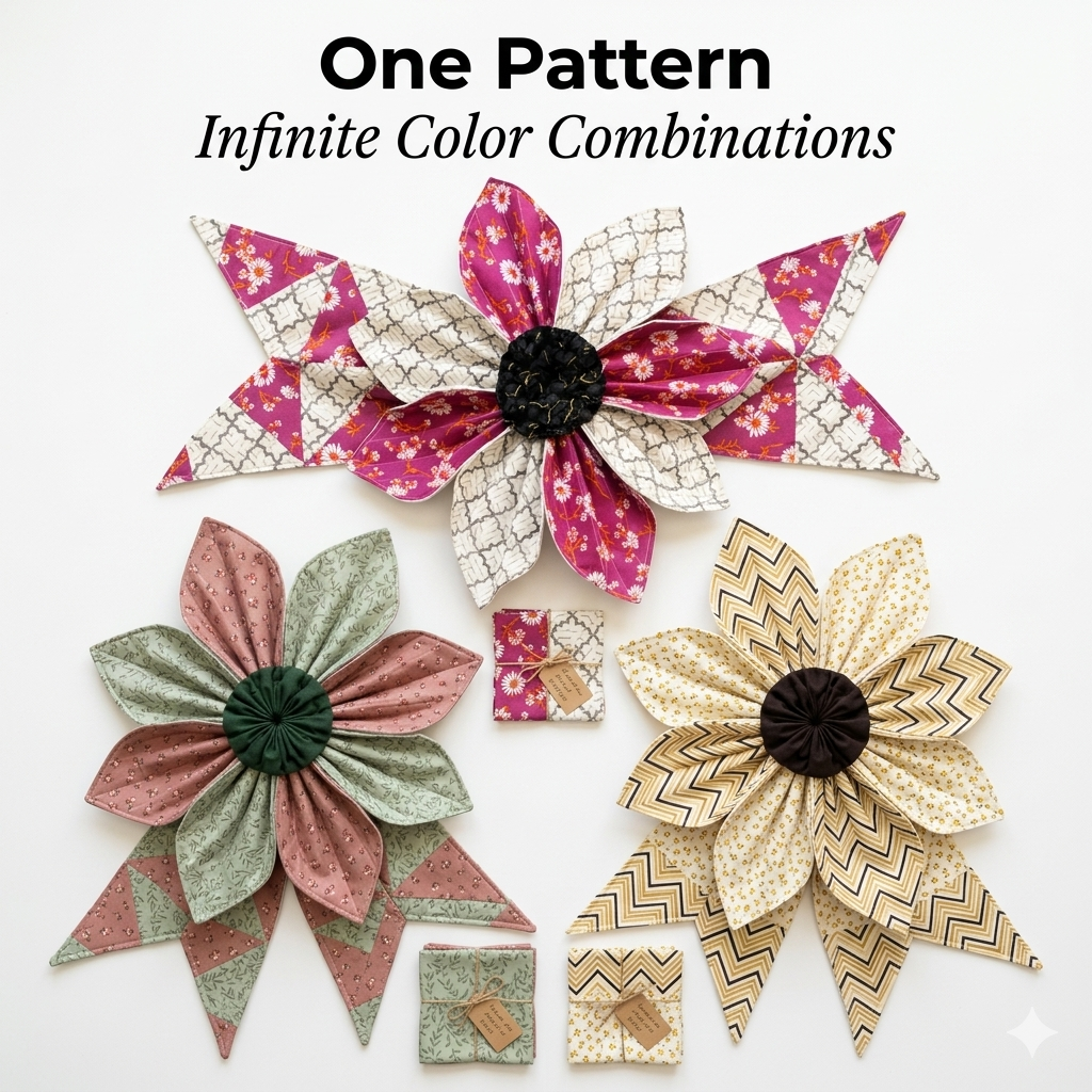 DIY Big Quilted Fabric Flower Bow Pattern, Large Patchwork Bow Sewing PDF, Front door Handmade Giant Fabric Bow Pattern Decoration