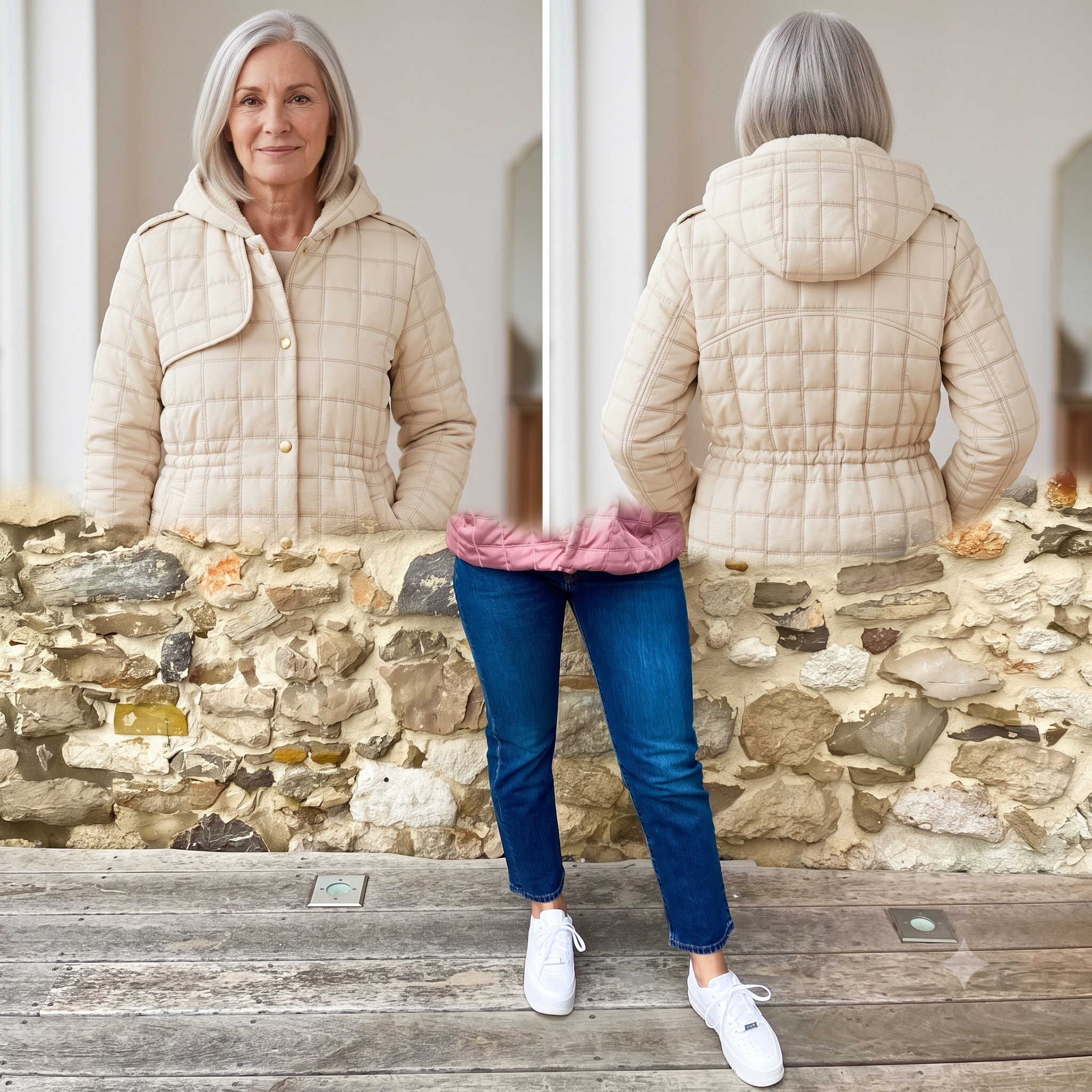 DEMNA Padded Coat Sewing Pattern PDF, Puffer Style Coat, Hooded Winter Jacket, Drawstring Waist, Raglan Pockets, Intermediate, Sizes 34–48