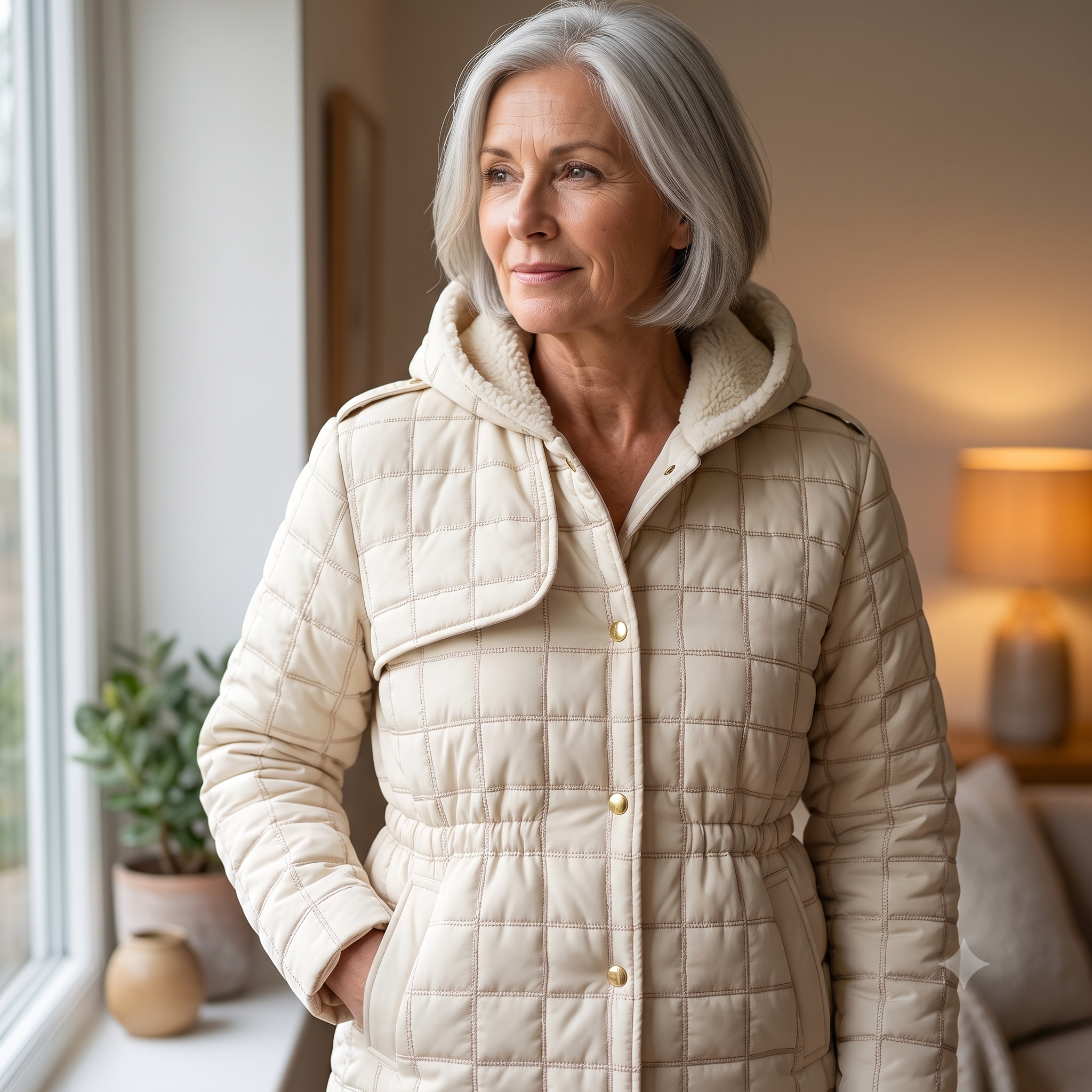 DEMNA Padded Coat Sewing Pattern PDF, Puffer Style Coat, Hooded Winter Jacket, Drawstring Waist, Raglan Pockets, Intermediate, Sizes 34–48