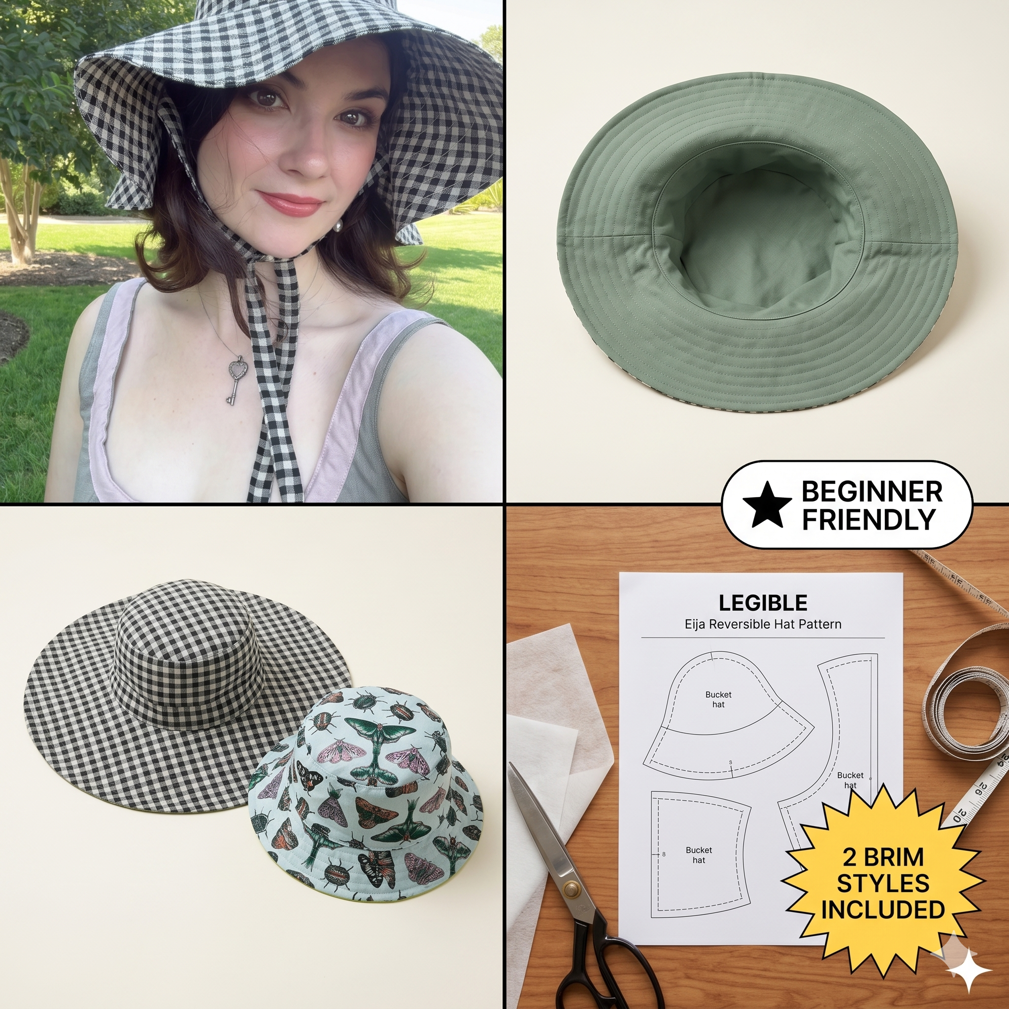✨ Eija Reversible Bucket Hat – Instant Download PDF Sewing Pattern