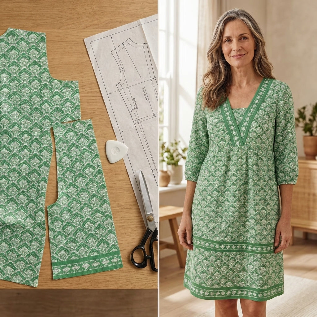 Border Print Empire Waist Dress &Tunic  – Instant Download PDF Sewing Pattern