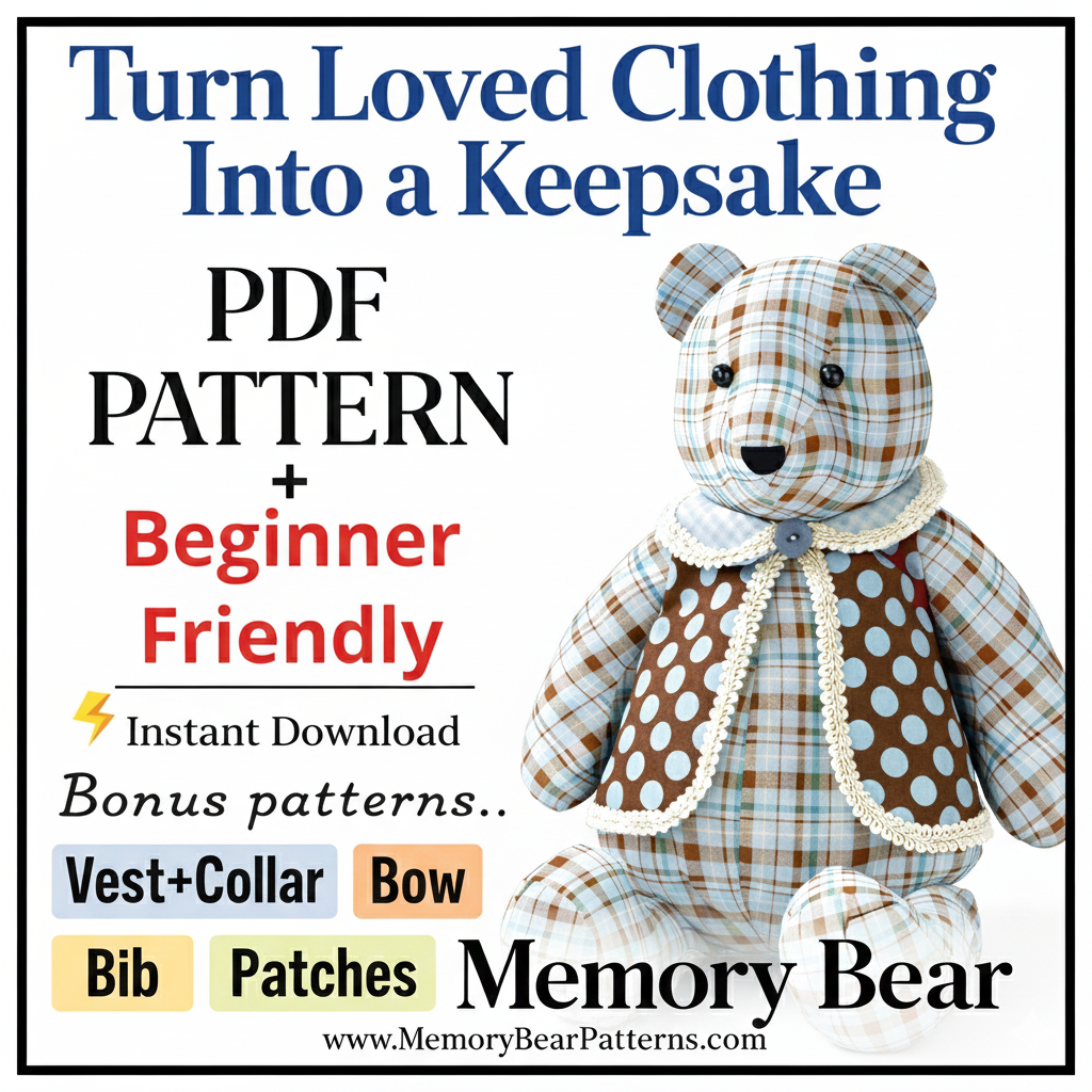 Memory Bear Sewing Pattern - Turn loved clothing into a meaningful keepsake