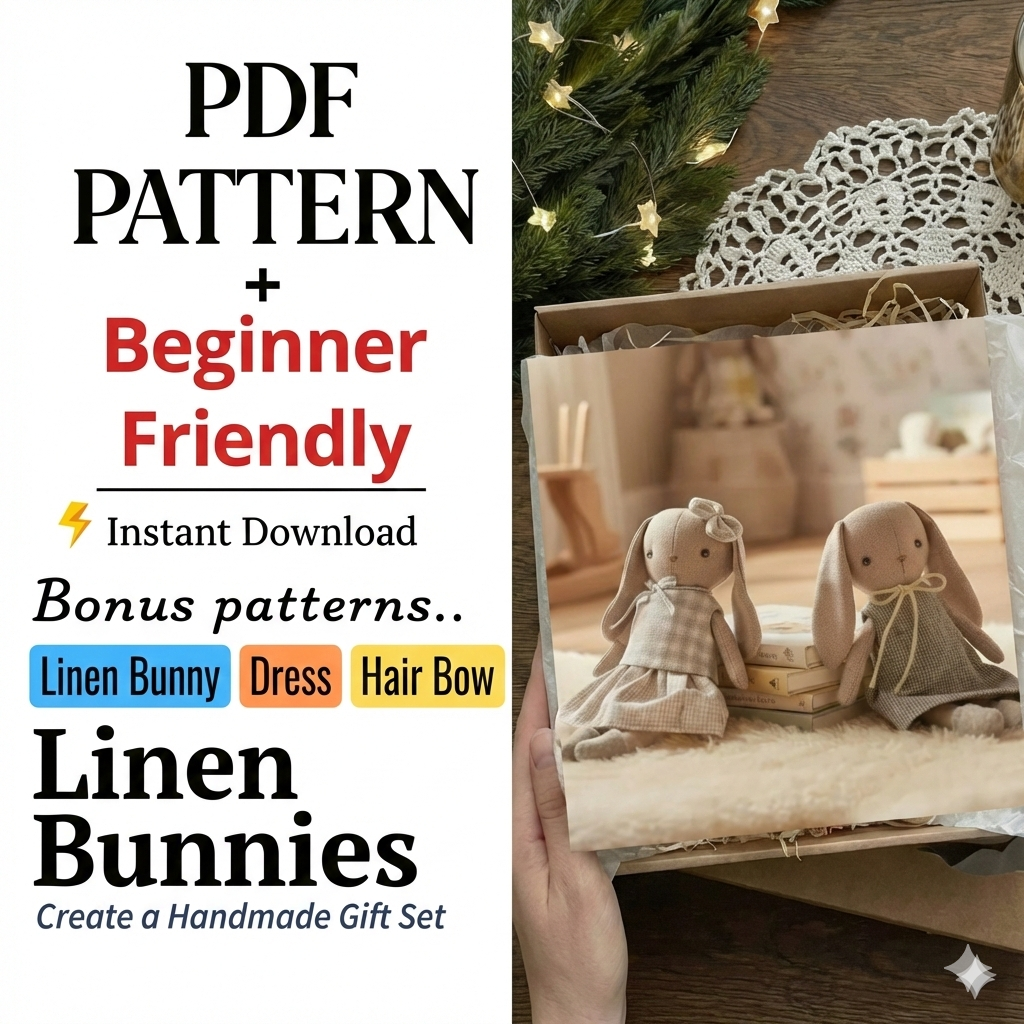 Bunny Sewing Pattern Mini Stuffed Rabbit PDF Sewing Pattern