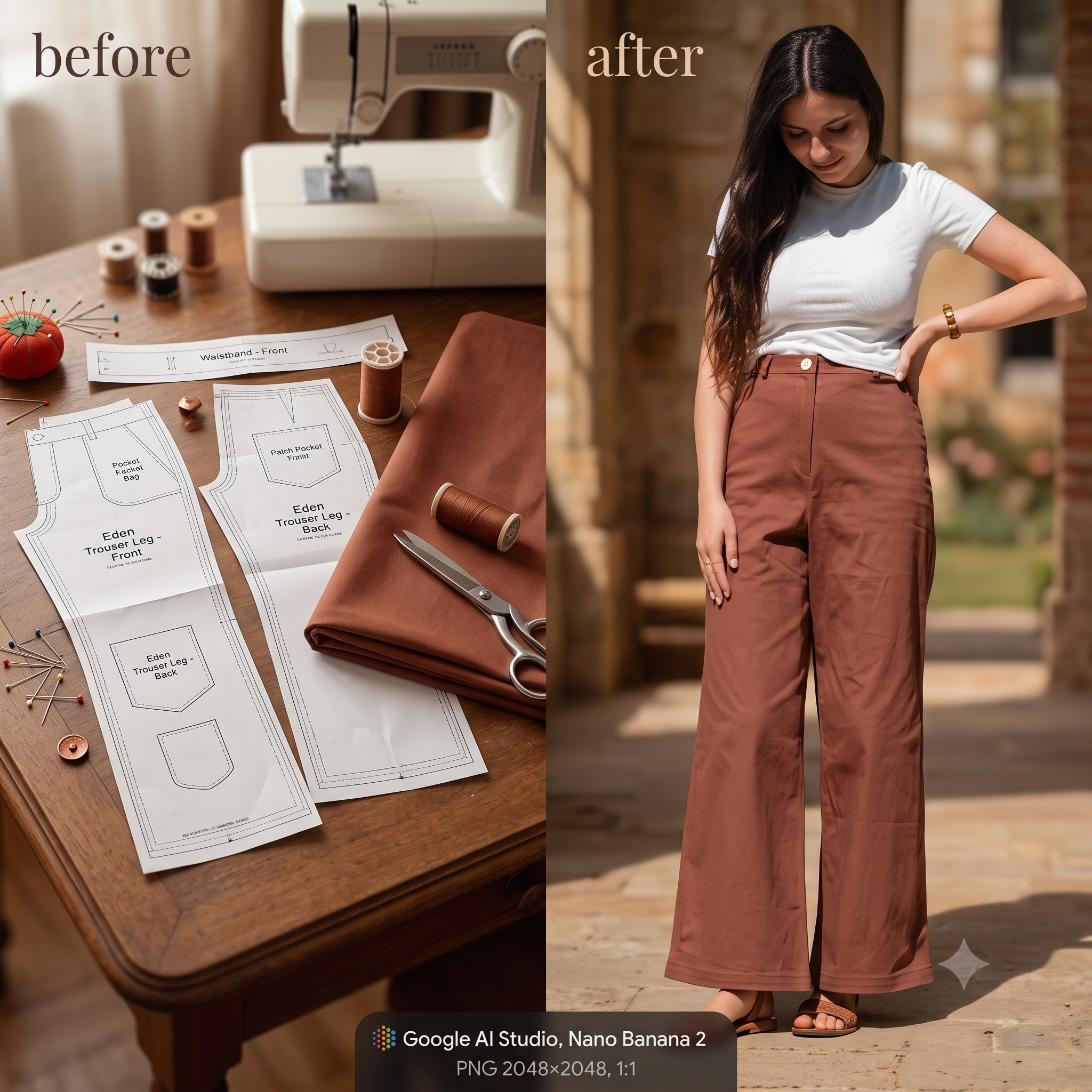 Flare Pants & Shorts Sewing Pattern PDF – Women's 2-in-1 Wide-Leg Trousers and Shorts – Sizes 32-50 – High-Waist Jeans-Style with 3 Length Options – Layered Multi-Format – Instant Download