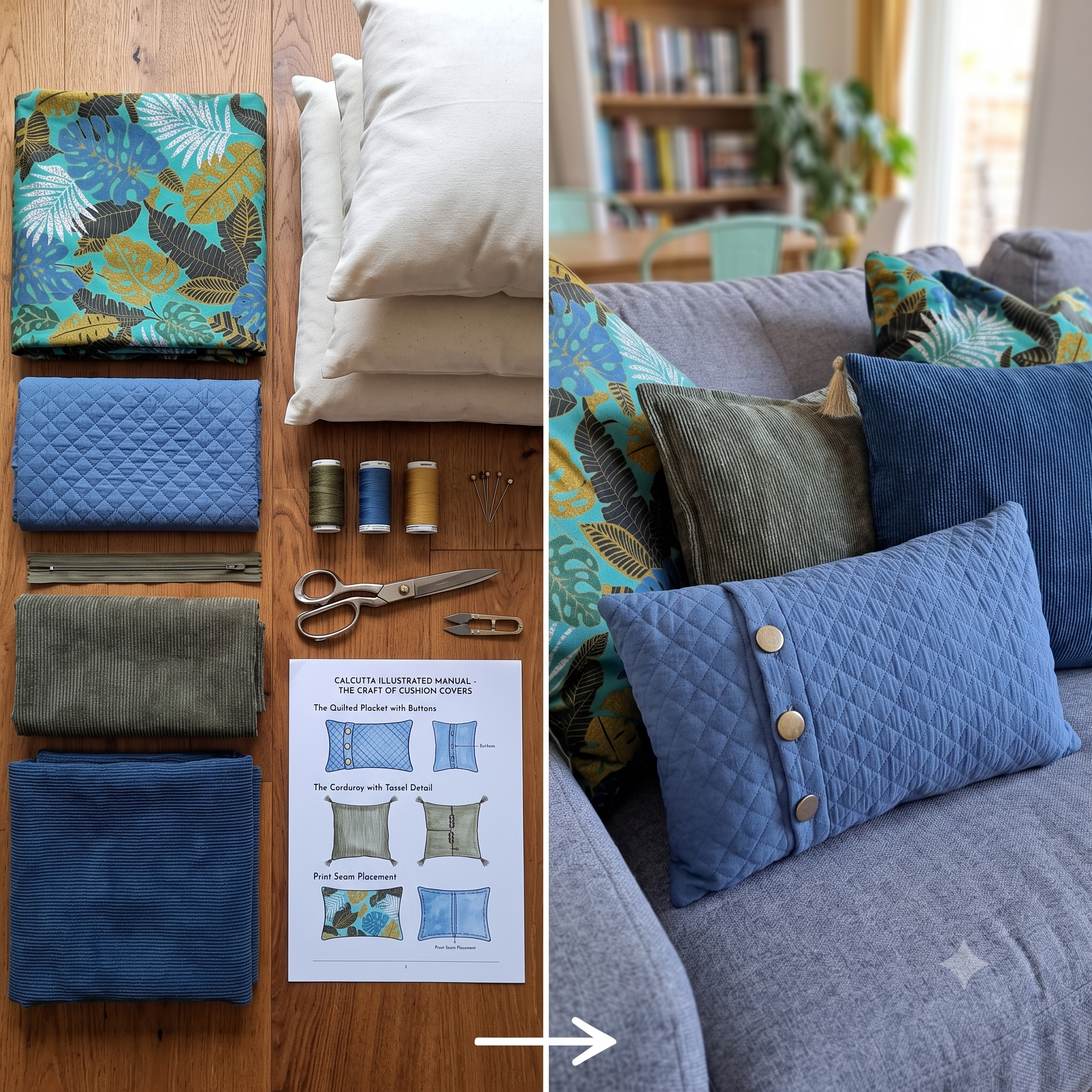 CALCUTTA Cushion Cover Sewing Pattern PDF, Made to Measure Pillow Covers, Custom Size Cushion Cover, Beginner Friendly, Instant Download