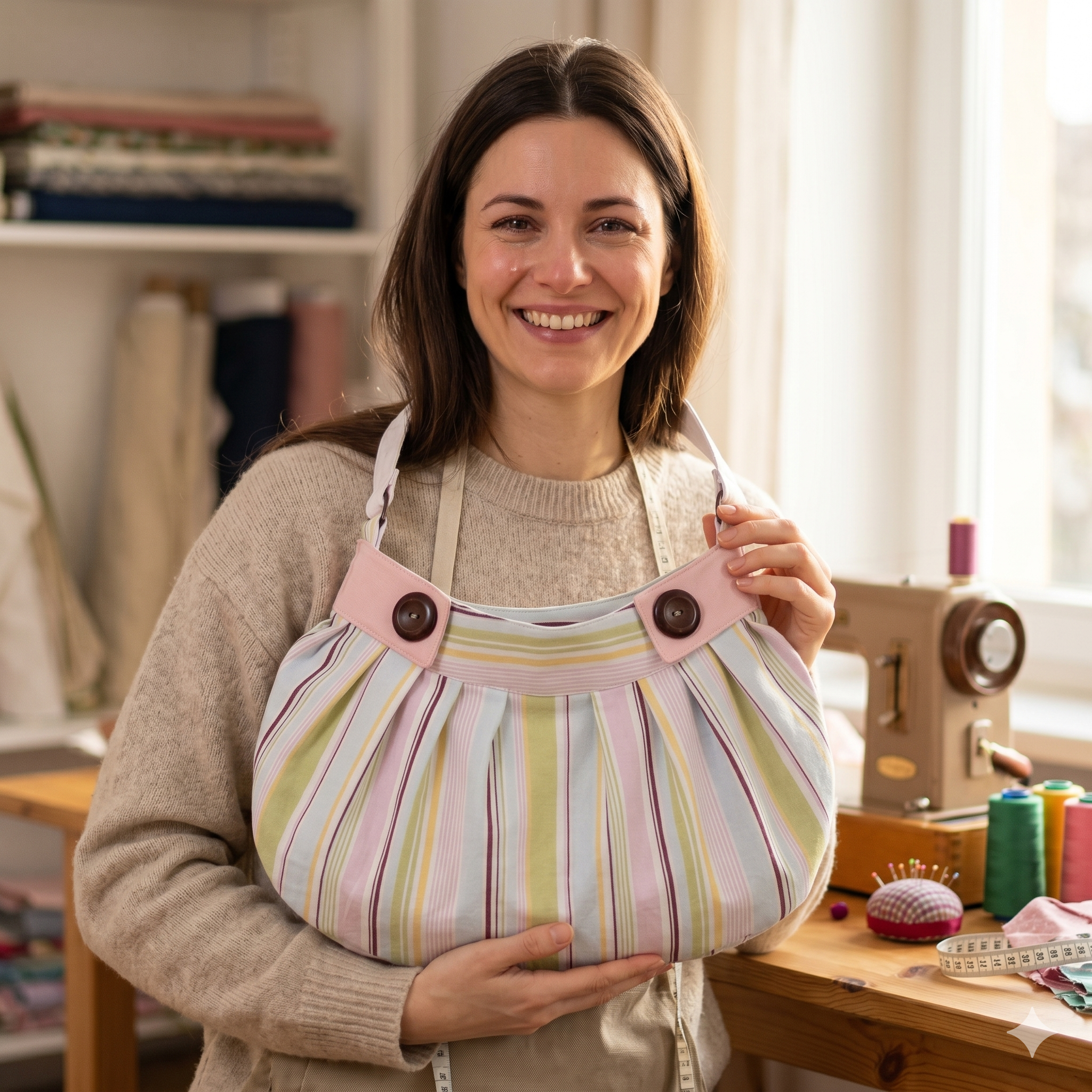 Harbour Bag Sewing Pattern | Pleated Shoulder Bag | Button Closure (Digital PDF)