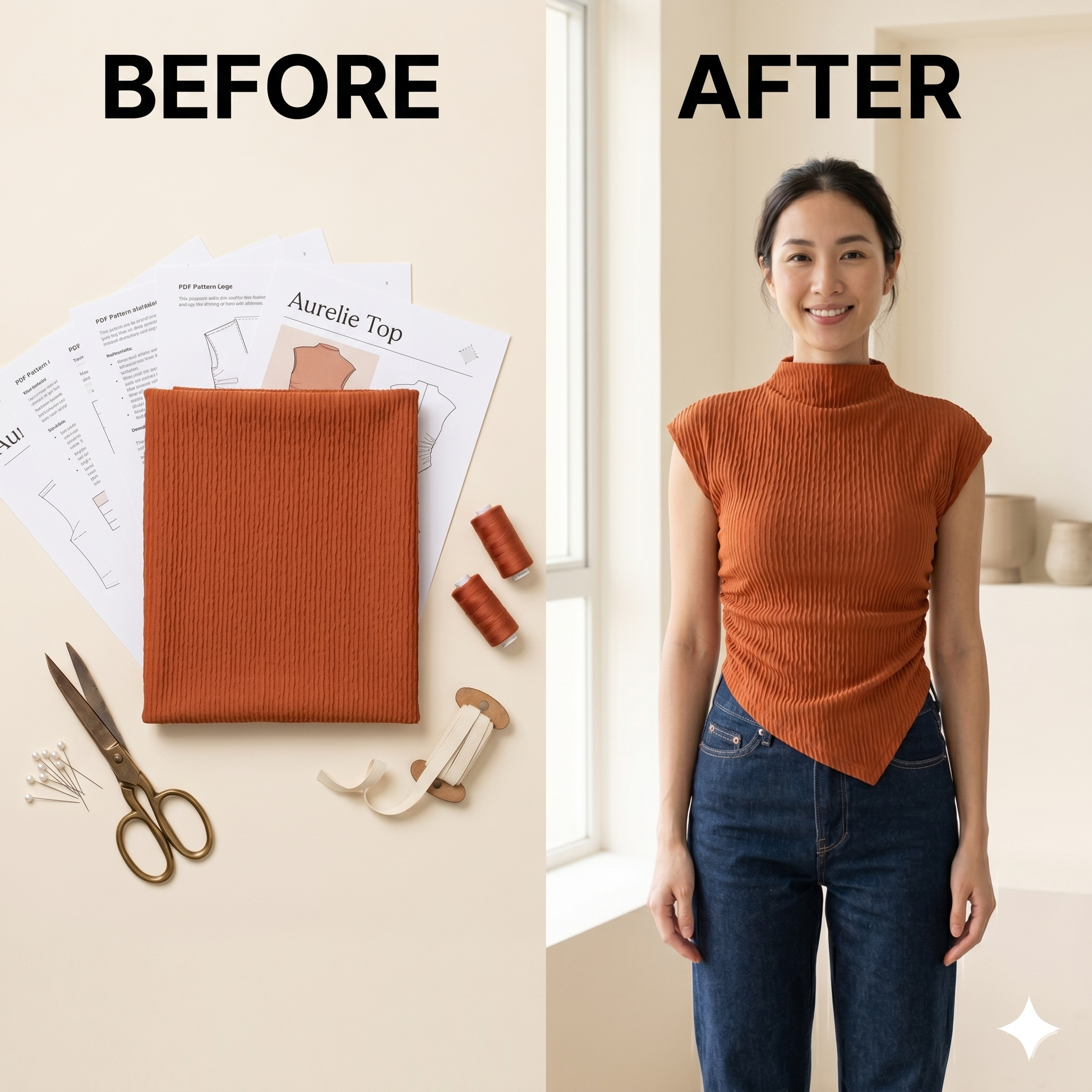 High Neck Asymmetric Top | XS-XXL | Instant Download | Easy Digital PDF | Sewing Pattern | Beginner Friendly