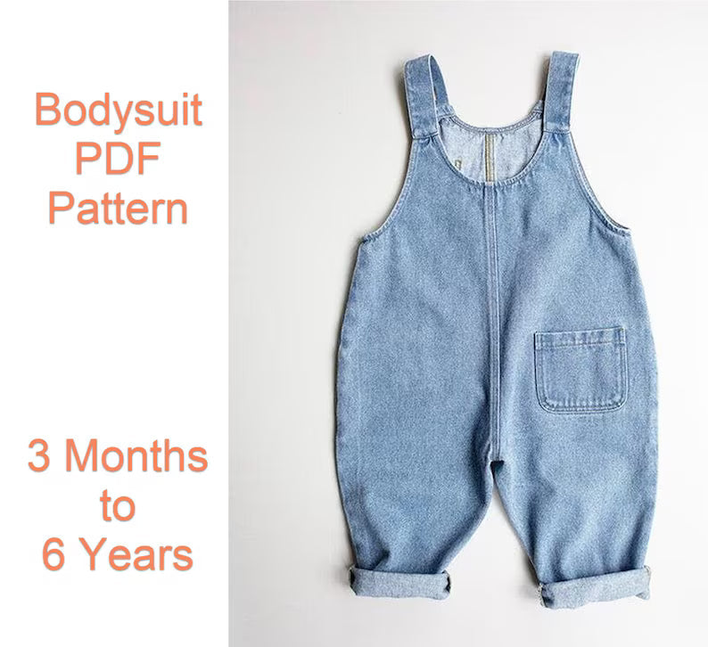 Kids Dungaree Sewing Pattern: pdf Toddler & Child Romper