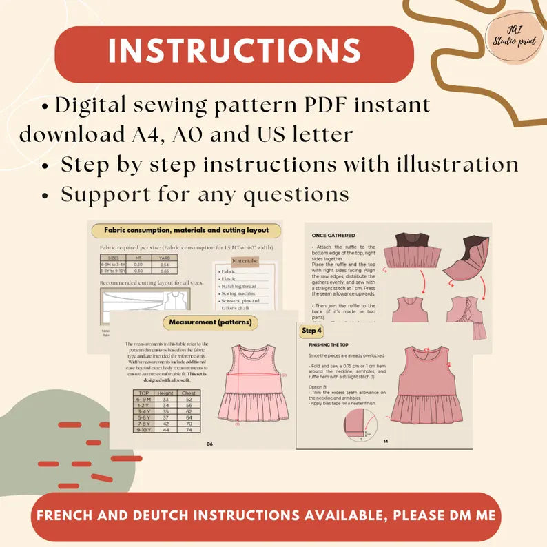 Kids Top and Pants Sewing Pattern PDF, Beginner Friendly Toddler Clothing Pattern Easy DIY Kids Outfit Pattern Top and Pants Pattern for Kid