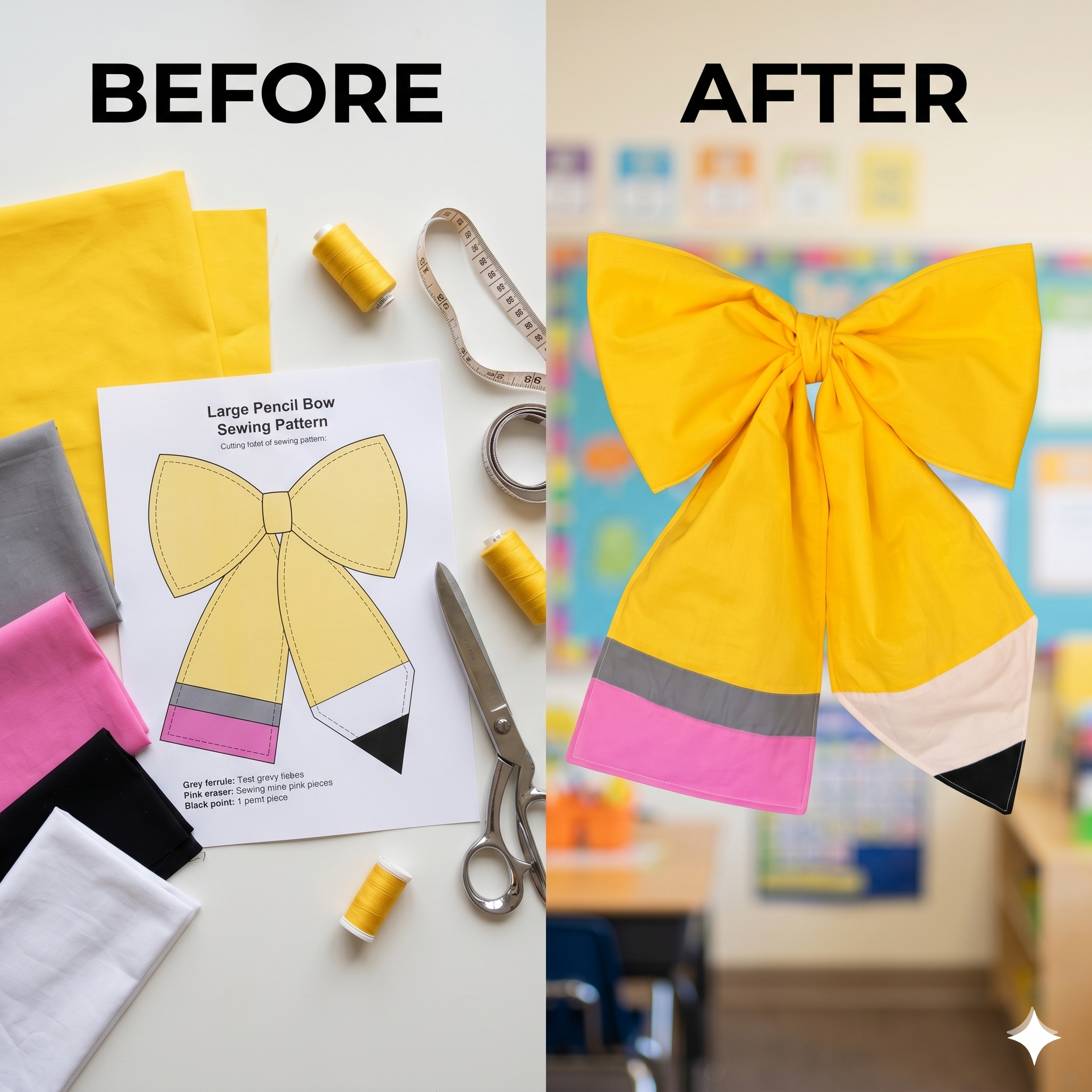 Large Pencil Bow PATTERN ONLY