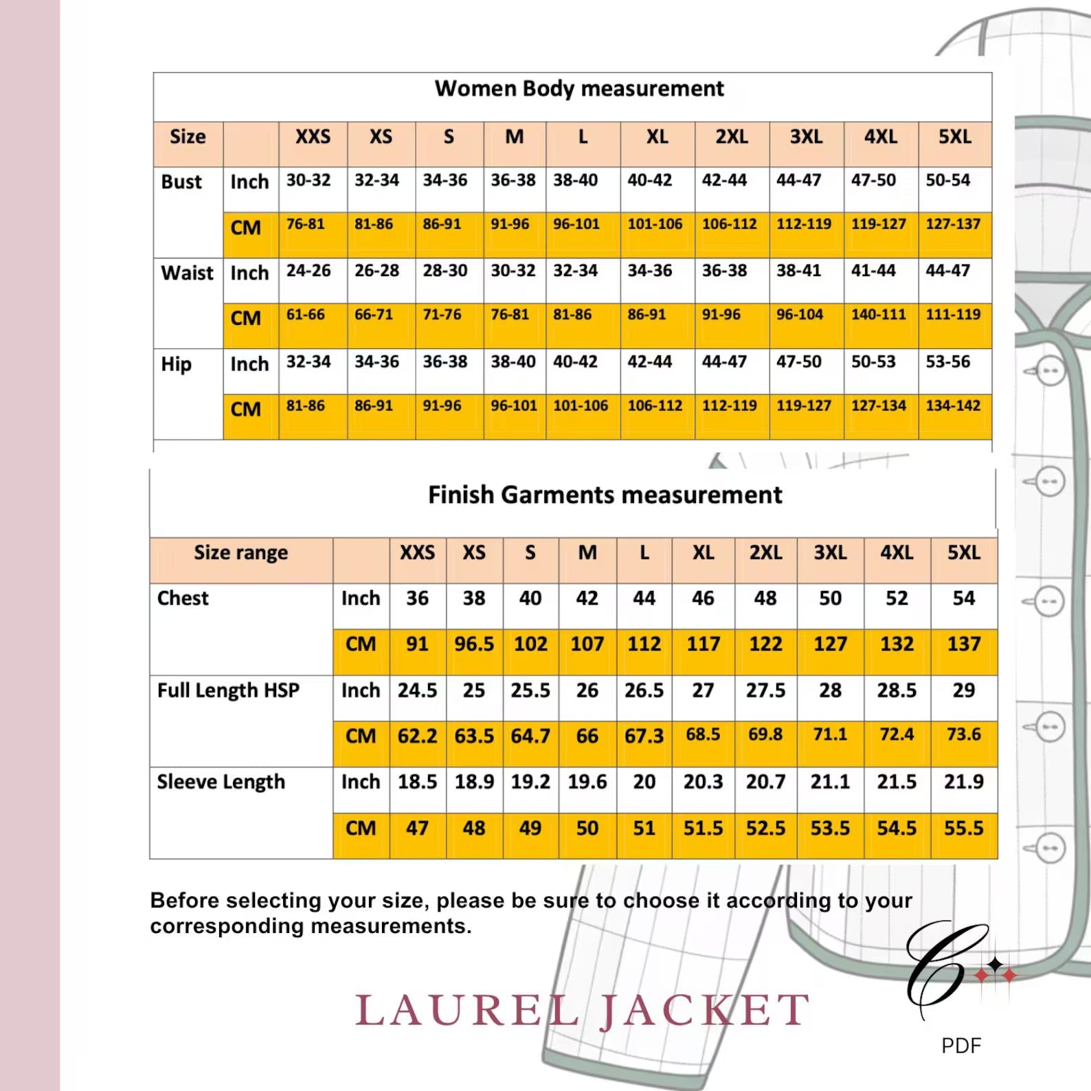 Laurel Crop Jacket Sewing Pattern | Beginner Friendly, Sizes XXS-4XL (Instant Download)