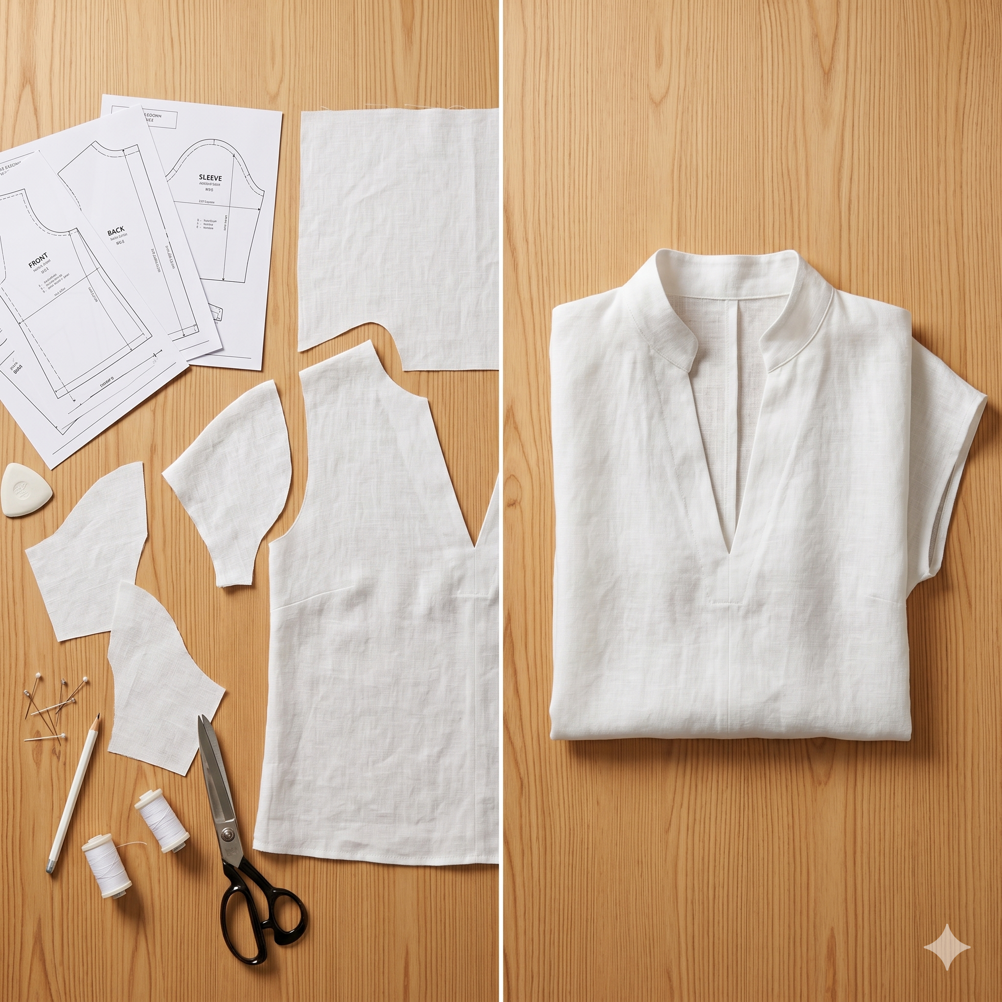 Linen Blouse Sewing Pattern PDF, V Neck Top Pattern, Loose Fit Summer Shirt, Minimalist Linen Top Pattern Sizes 0–22