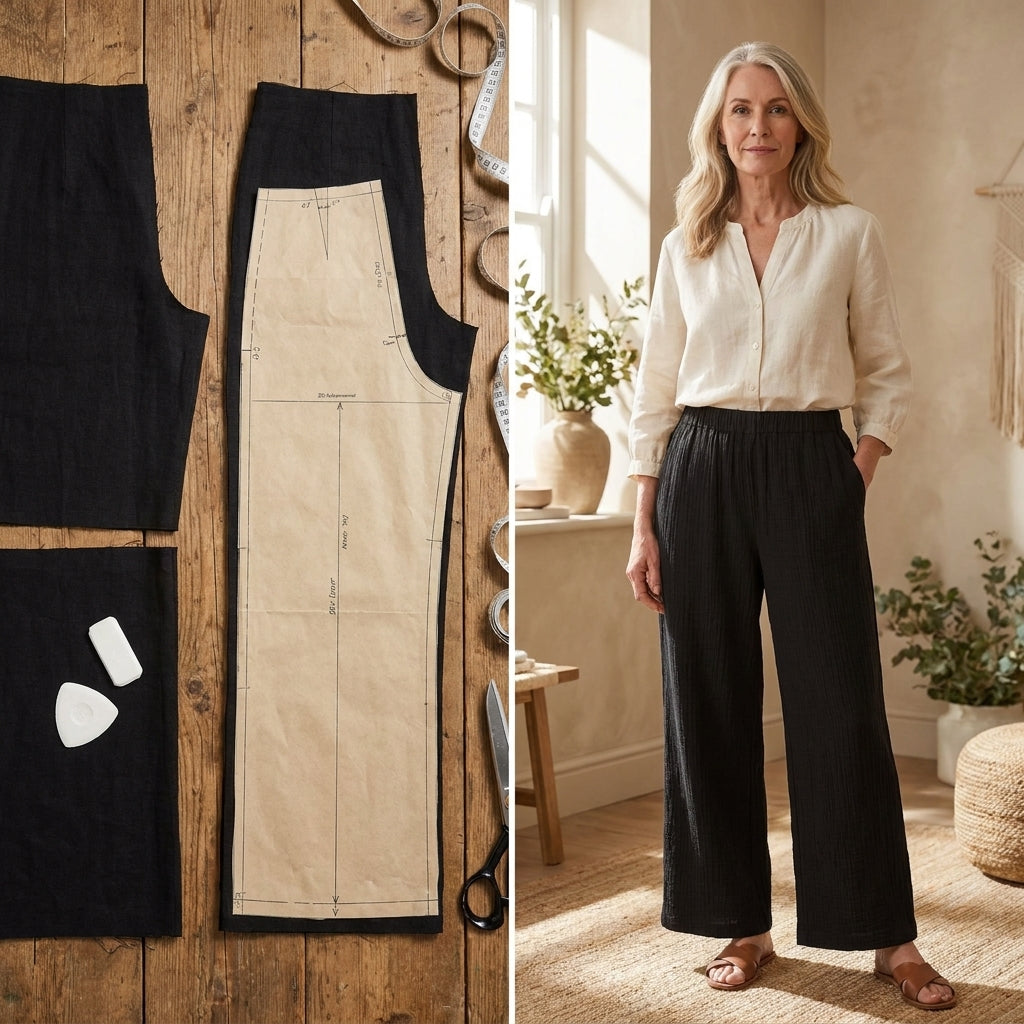 ✨ Wide-Leg Gauze Crop Pants – Instant Download PDF Sewing Pattern