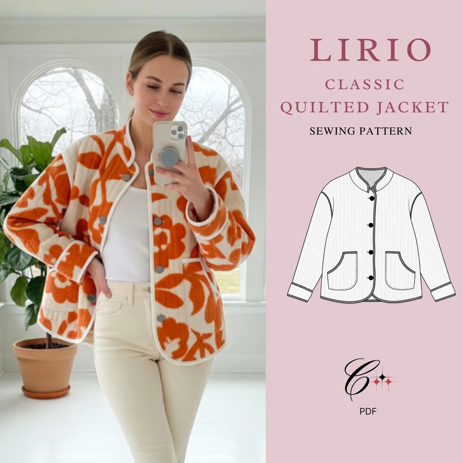 Lirio Quilted Jacket Sewing Pattern | Beginner Friendly, Sizes XXS-4XL (Instant Download)