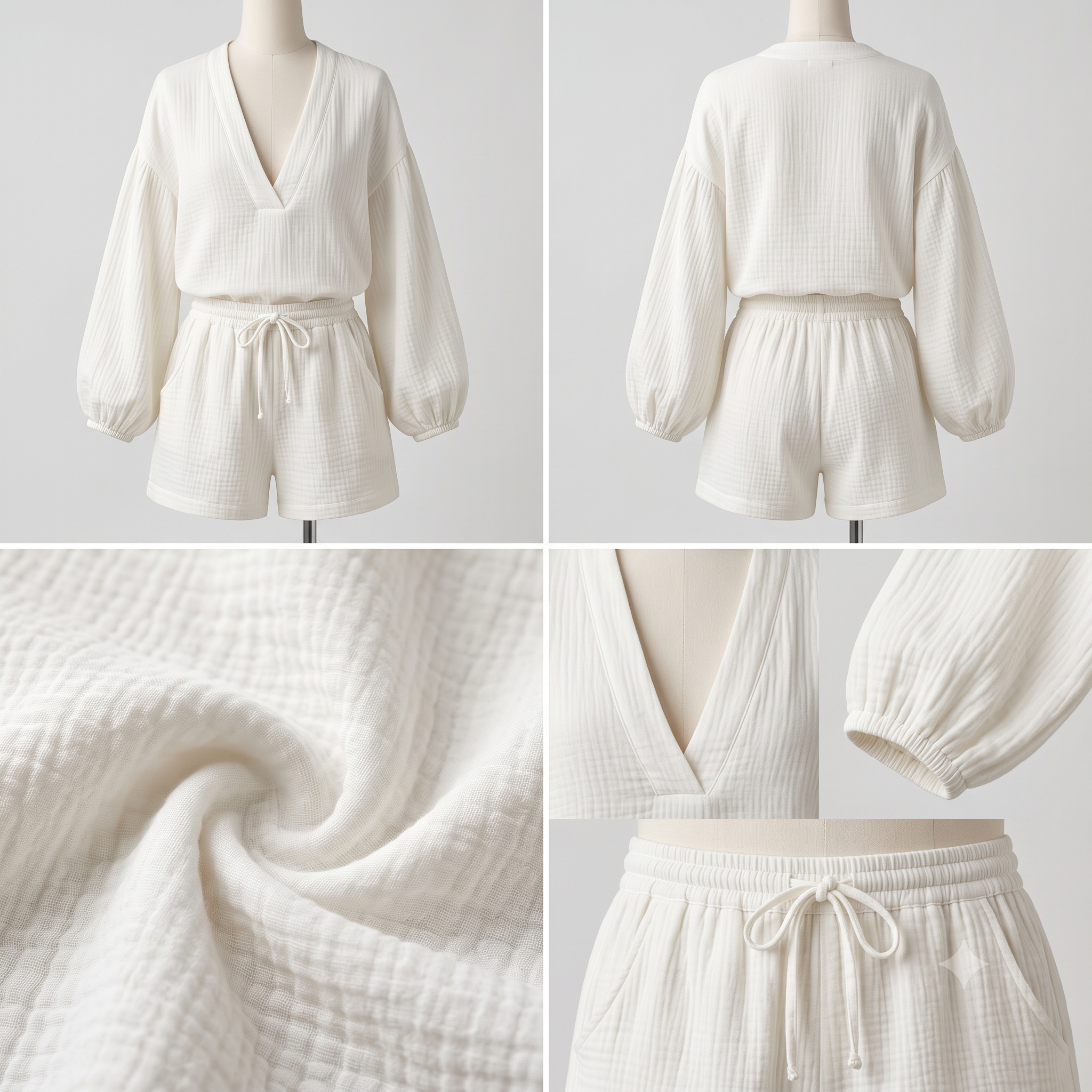 Muslin Lounge Set Sewing Pattern PDF, Oversized Blouse & Shorts, Beachwear Co Ord, Bishop Sleeve Top, Beginner Friendly, Sizes XXS–4XL