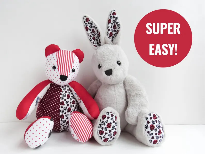 Memory Bear & Bunny Sewing Pattern: Keepsake Plush Template (PDF)