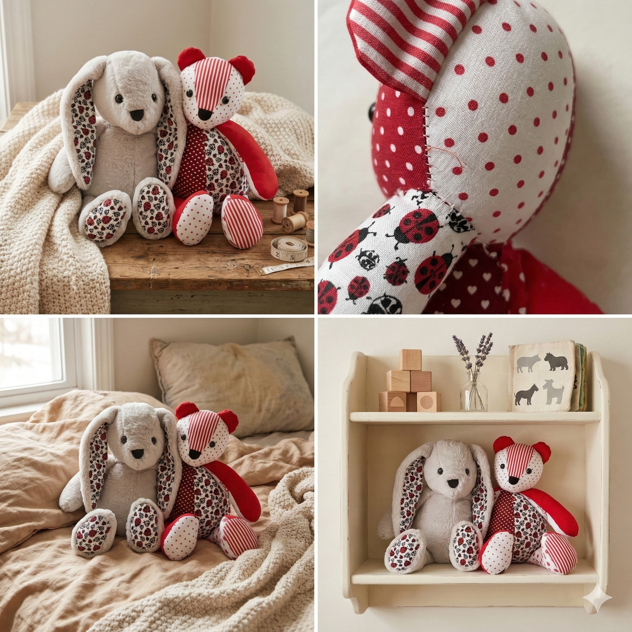 Memory Bear & Bunny Sewing Pattern: Keepsake Plush Template (PDF)