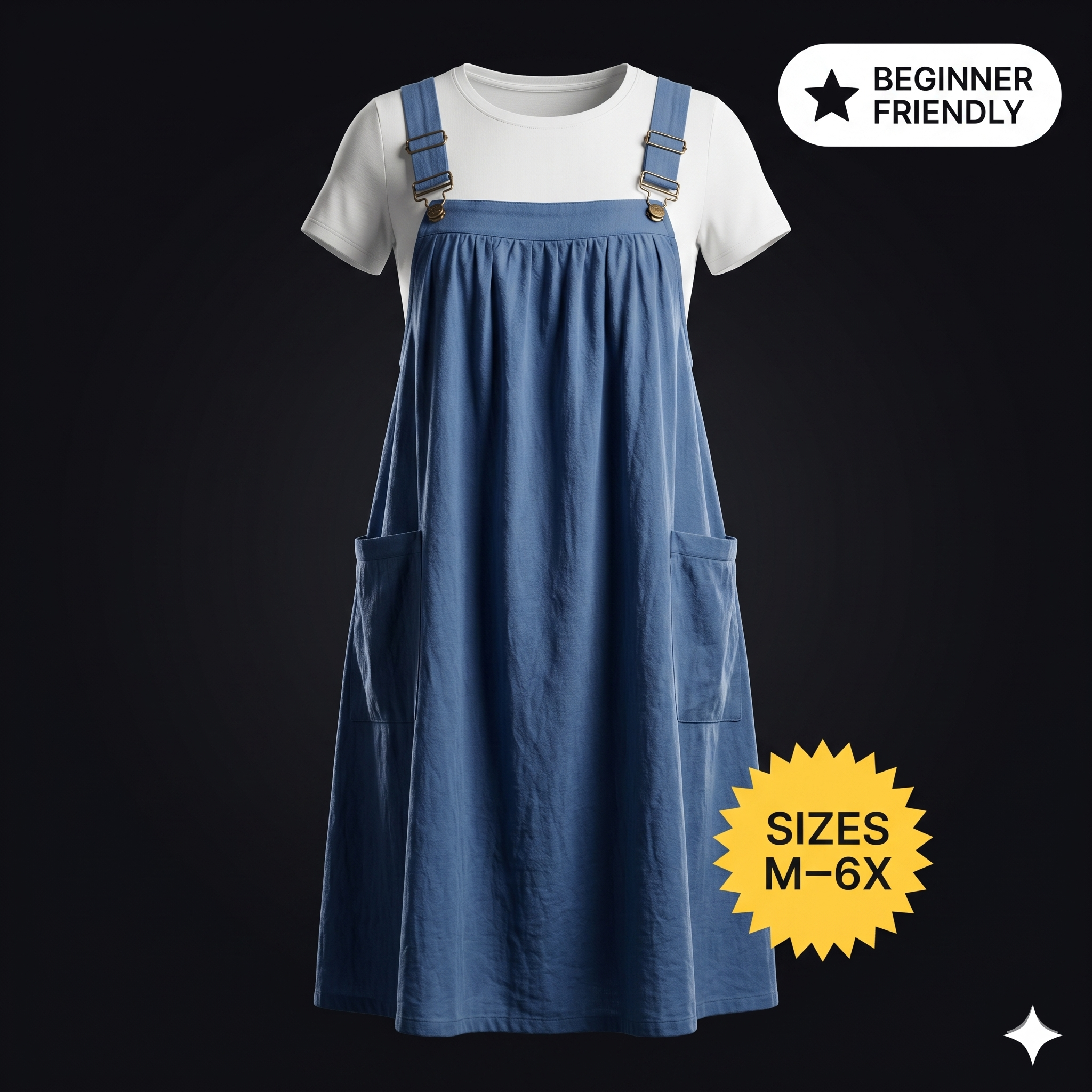 ✨ Cotton Pleated Square Neck Midi Dress – Instant Download PDF Sewing Pattern