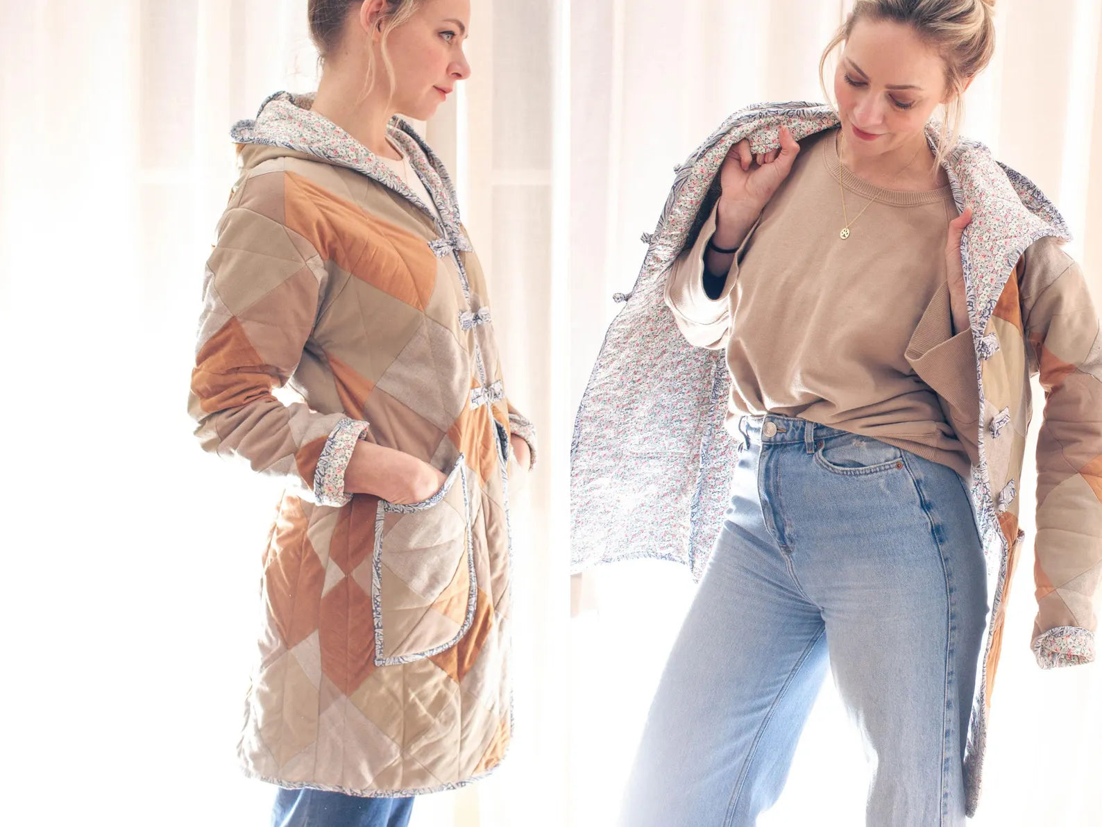 Hooded Quilt Coat Sewing Pattern: Omilla Design, PDF + Projector File
