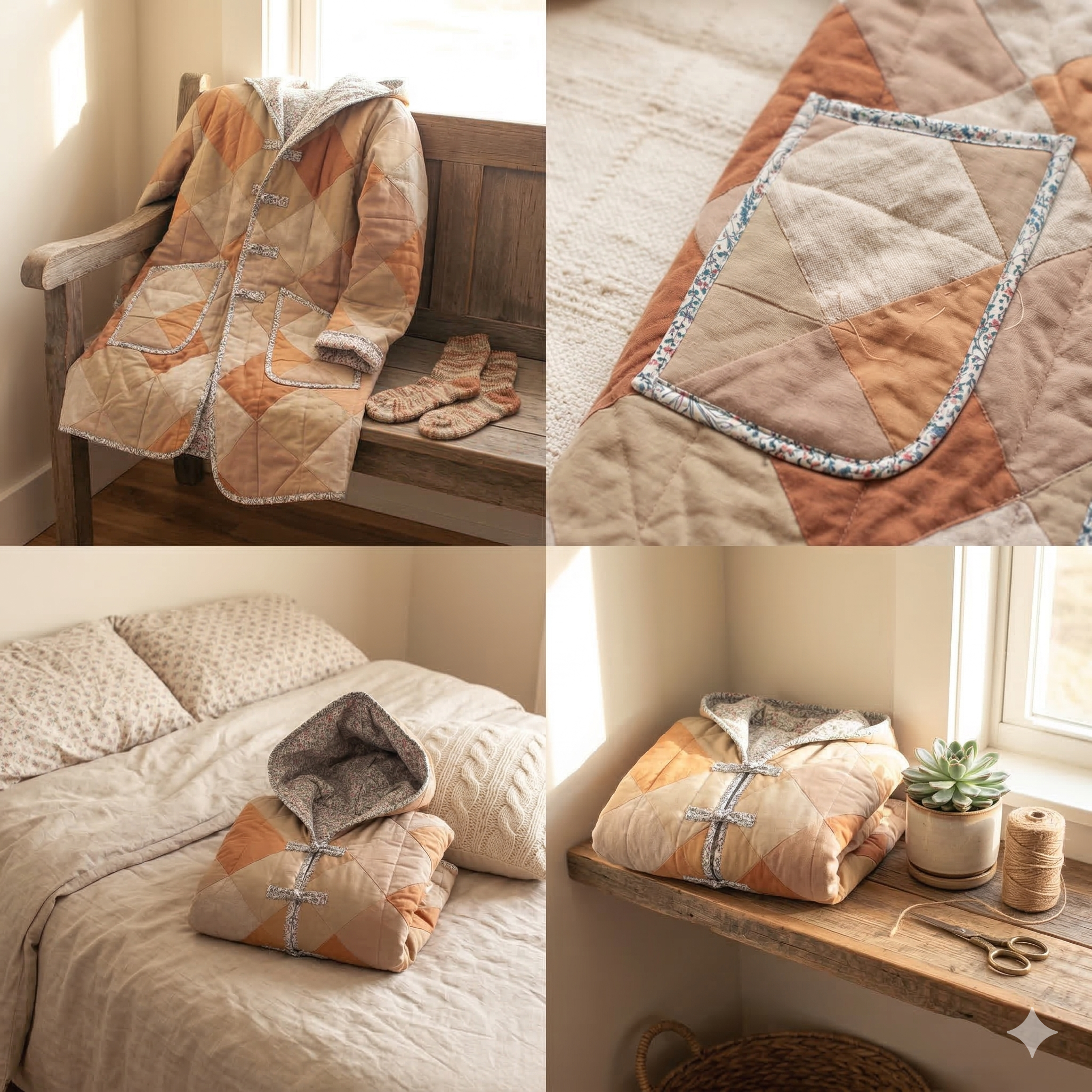 Hooded Quilt Coat Sewing Pattern: Omilla Design, PDF + Projector File