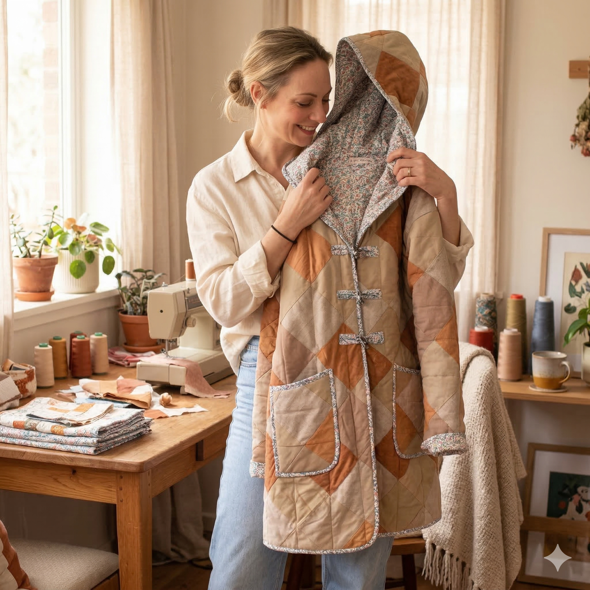 Hooded Quilt Coat Sewing Pattern: Omilla Design, PDF + Projector File