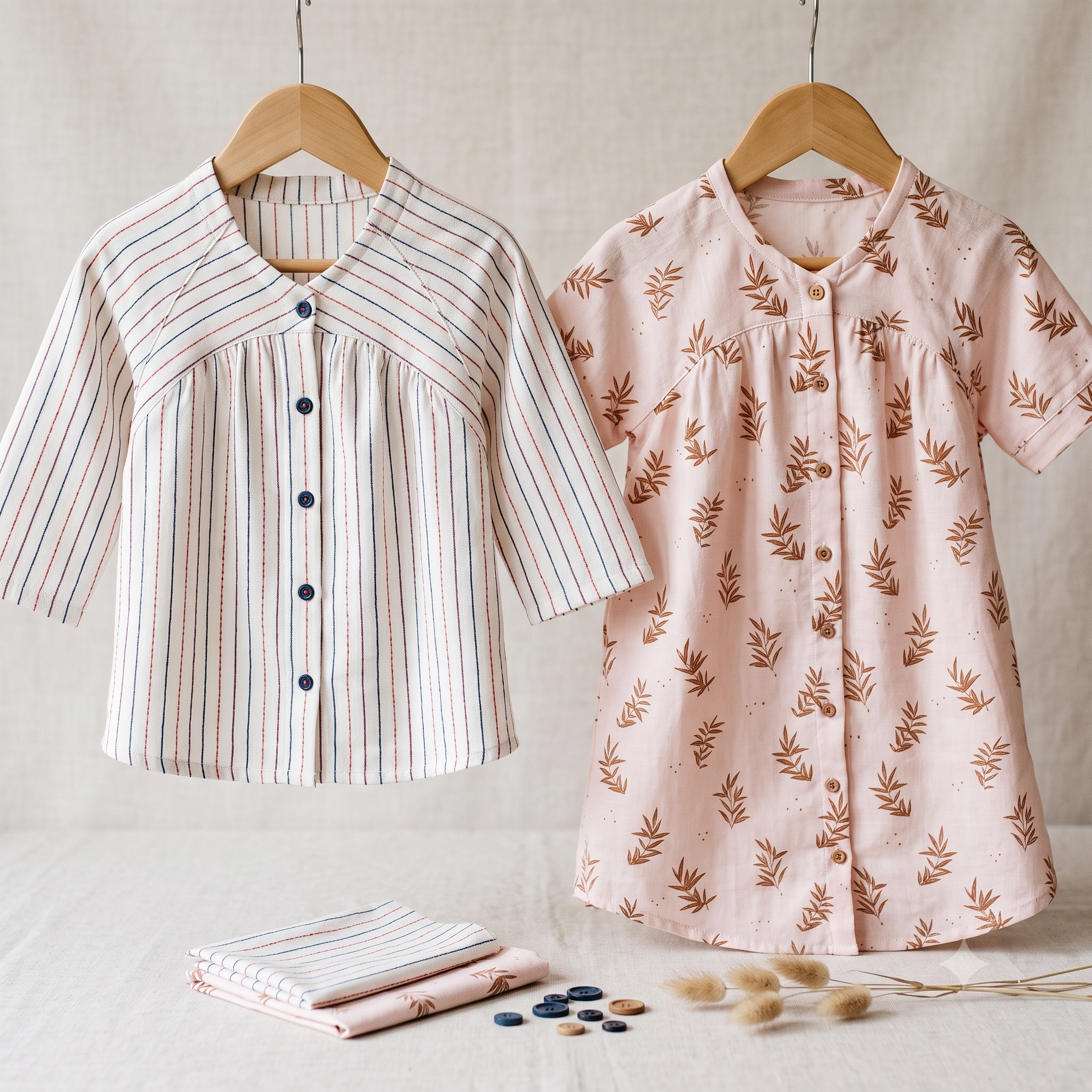 PETITE CATHERINETTE Kids Blouse Sewing Pattern PDF, Girls Blouse & Dress, Yoke Detail, 3/4 or Short Sleeve, Button Front, Ages 4–14 Years