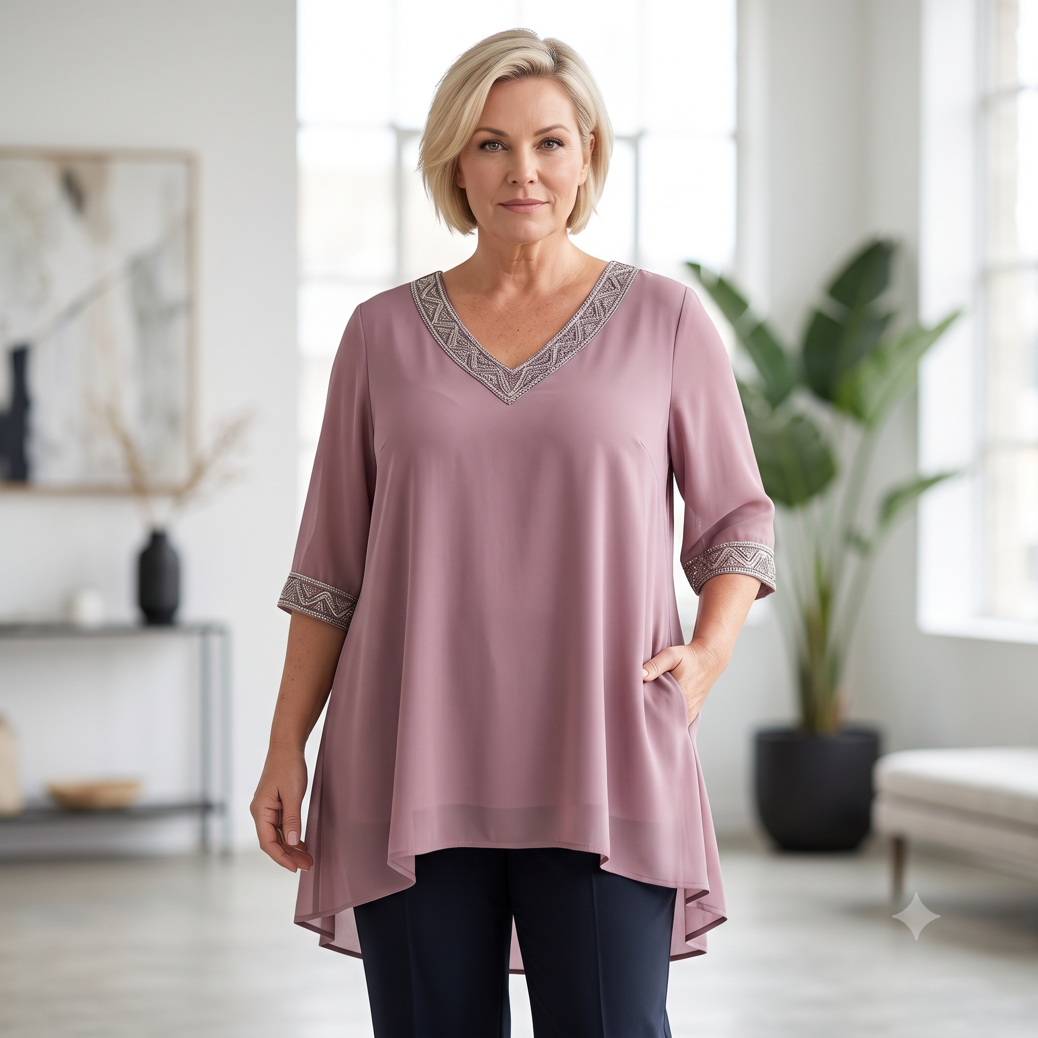 Plus Size Tunic Sewing Pattern PDF, V Neck Blouse Pattern, Curvy Women's Top, Loose or Belted Tunic, Sizes M–6XL, Instant Download