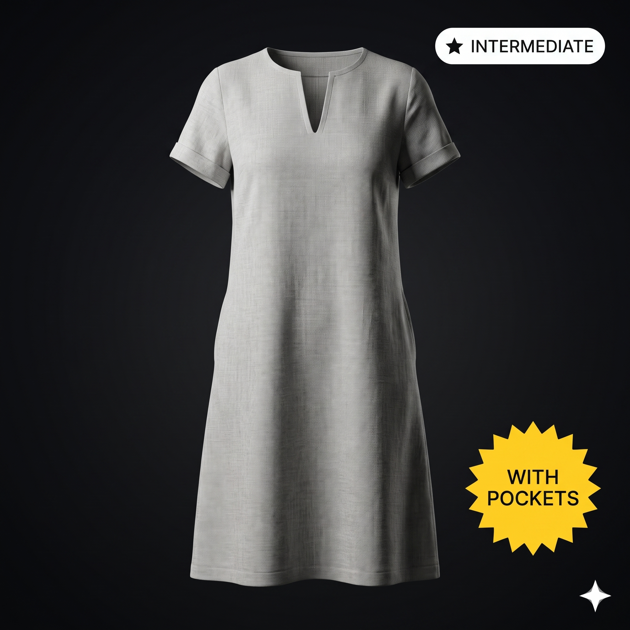 Pocketed Linen Dress Pattern, Women Dress Patterns, Fall Dresses, Summer Sewing Size:US2-30 (A0-A4-USLETTER)
