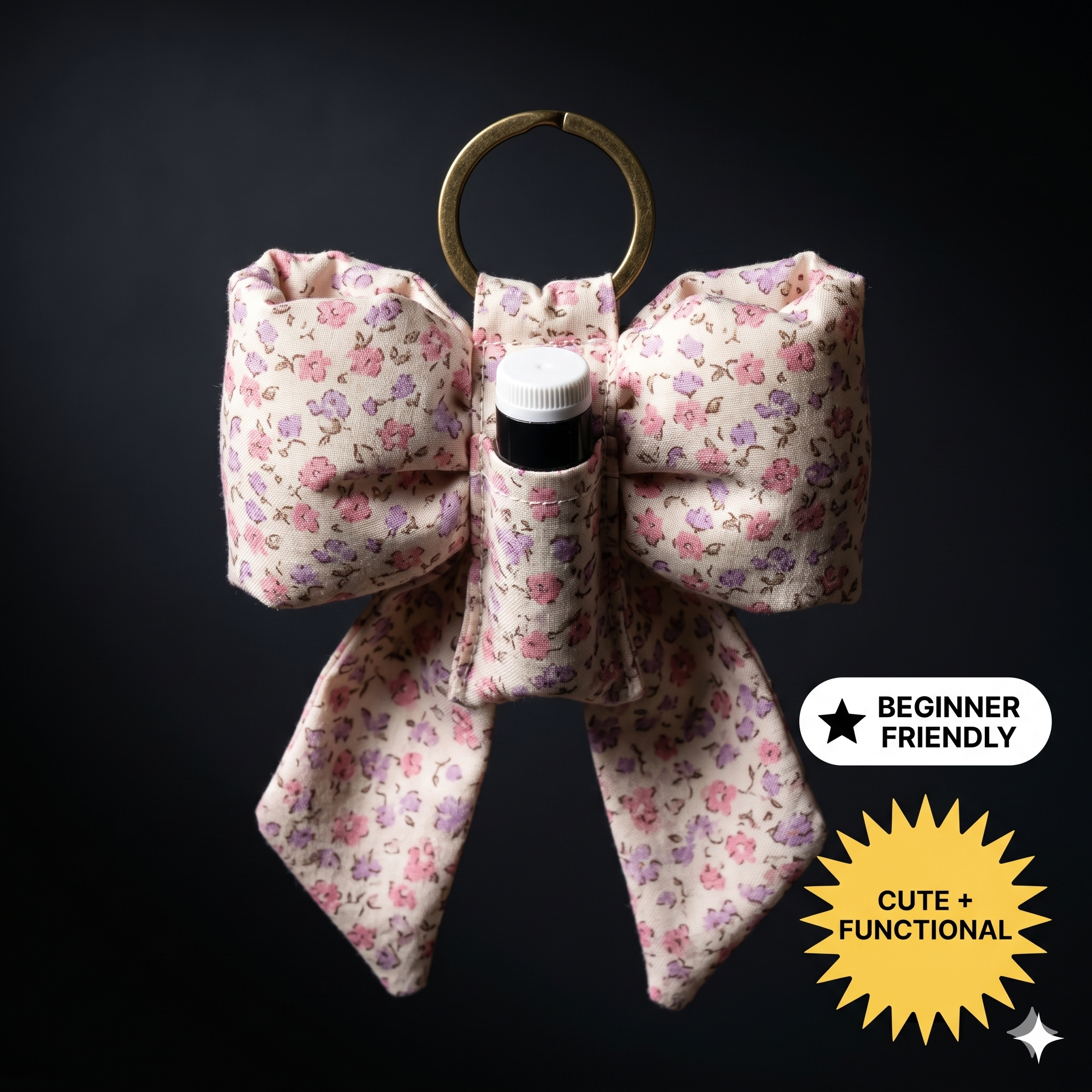 Puffy Bow, Chapstick Holder Keychain- PATTERN ONLY