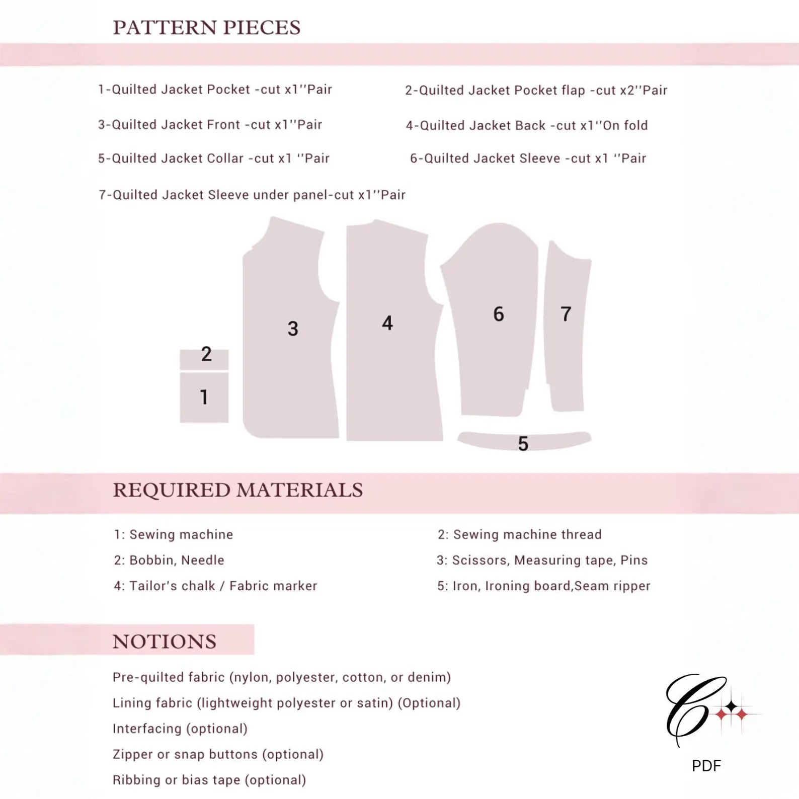 Quilted Jacket Sewing Pattern | Beginner Friendly, Sizes XXS-4XL (Instant Download)