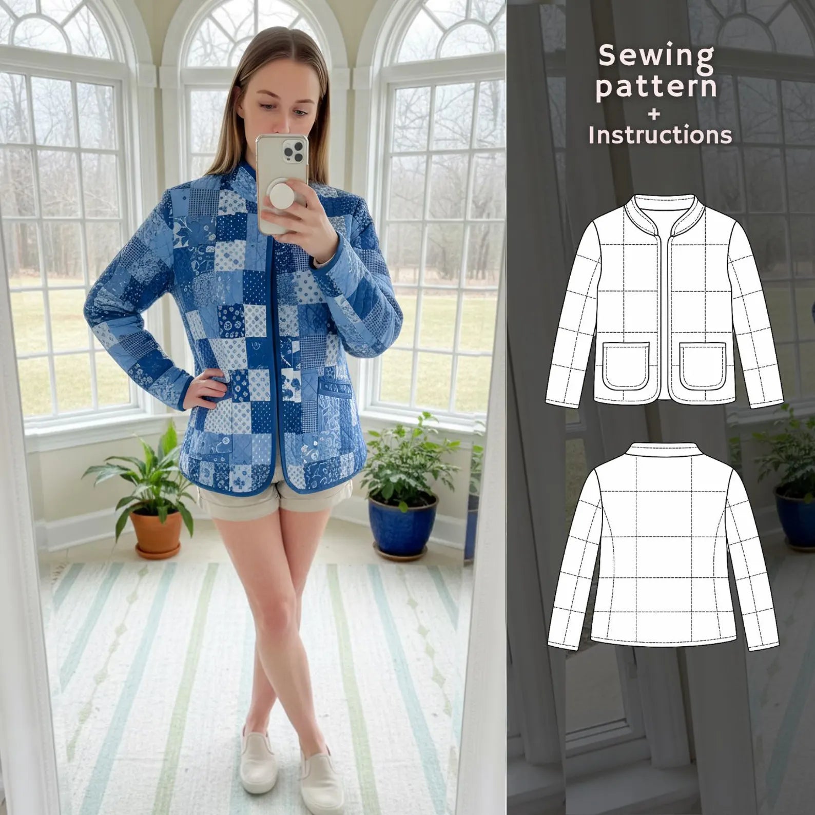Quilted Jacket Sewing Pattern | Beginner Friendly, Sizes XXS-4XL (Instant Download)