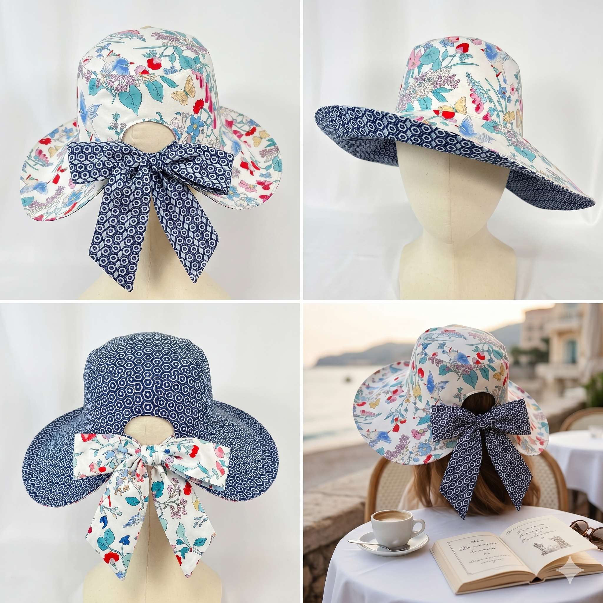 PDF -Reversible Back Bow Sunhat Sewing Pattern : Digital Download (NO Written Instructions)