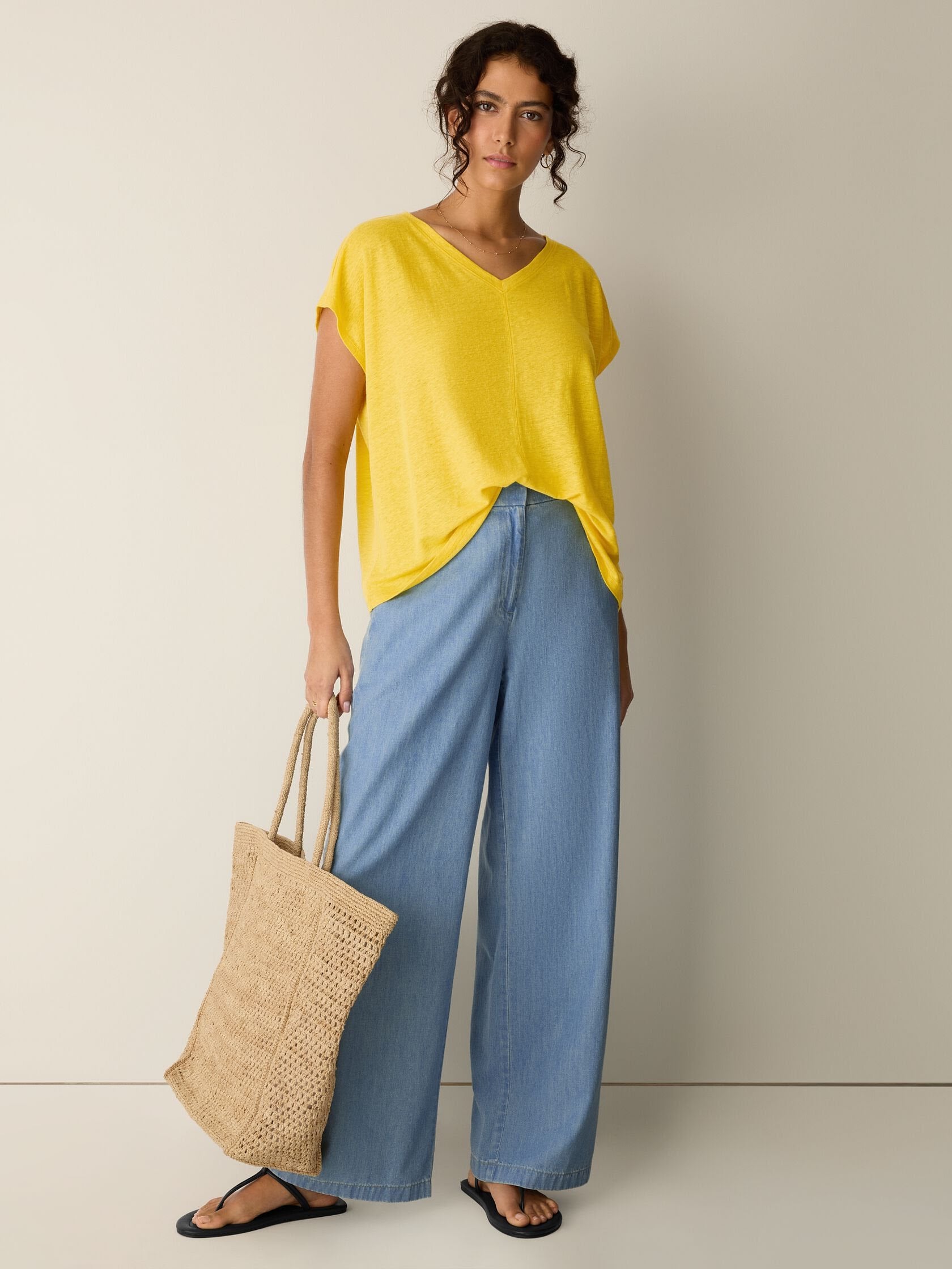 ✨ Linen Jersey V-Neck Cap Sleeve Top – Instant Download PDF Sewing Pattern
