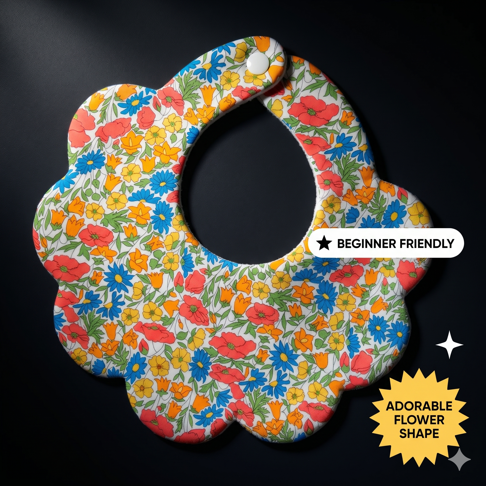 Scalloped baby bib sewing pattern, Flower bib, The original Flower bib pattern.