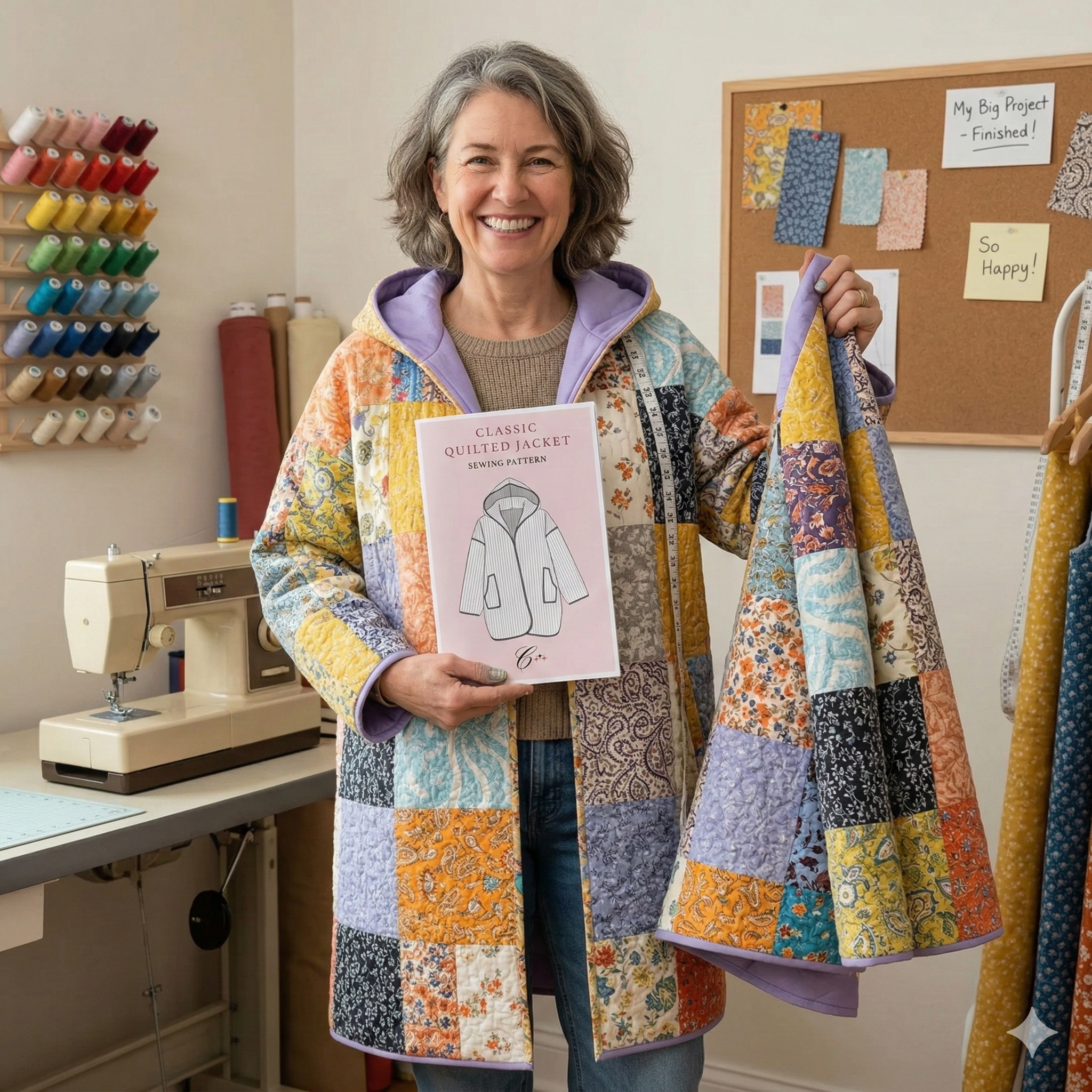 Siena Quilt Coat Sewing Pattern | Beginner-Friendly, XXS-4XL (Instant Download)