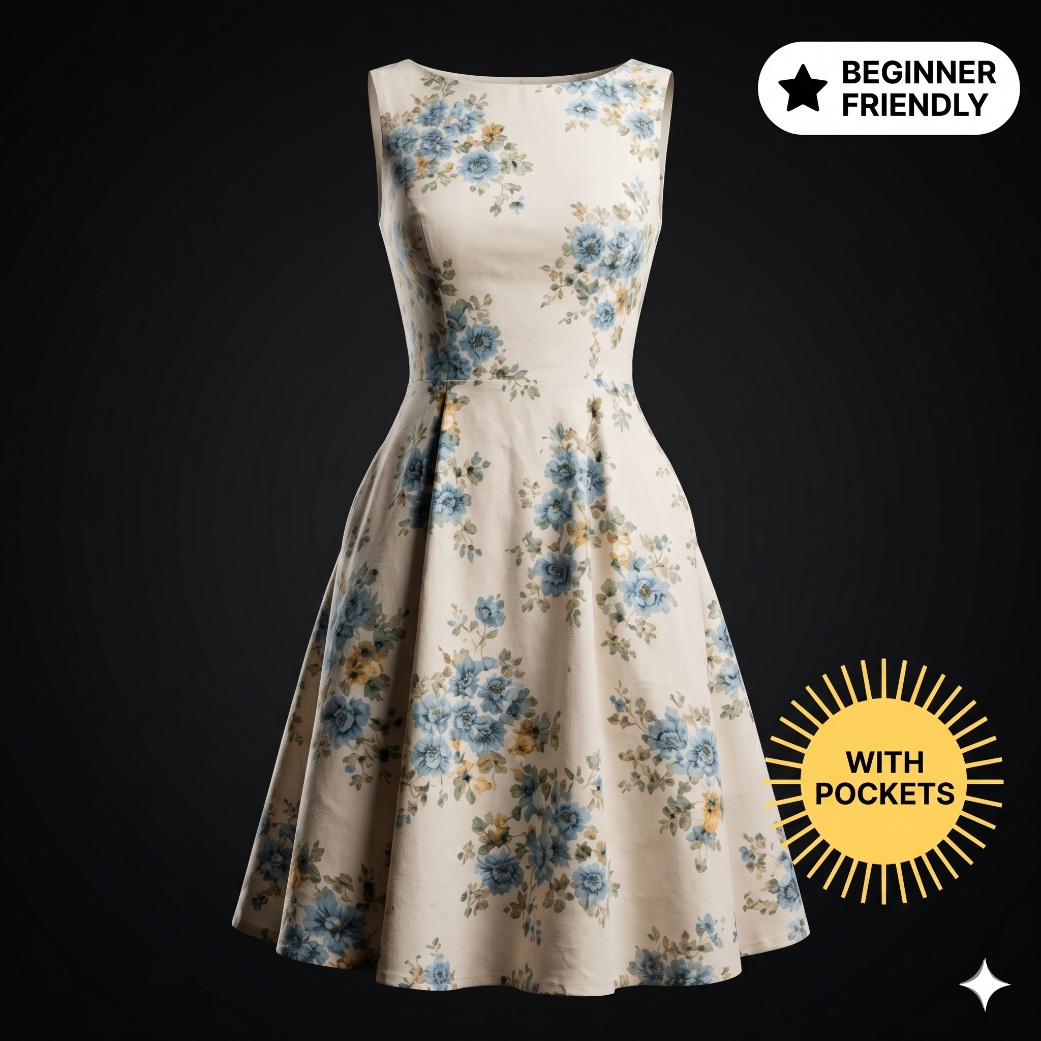 Sundress Sewing Pattern Boat Neckline Sleeveless Dress Beginner Friendly Tutorial A Line Outfit