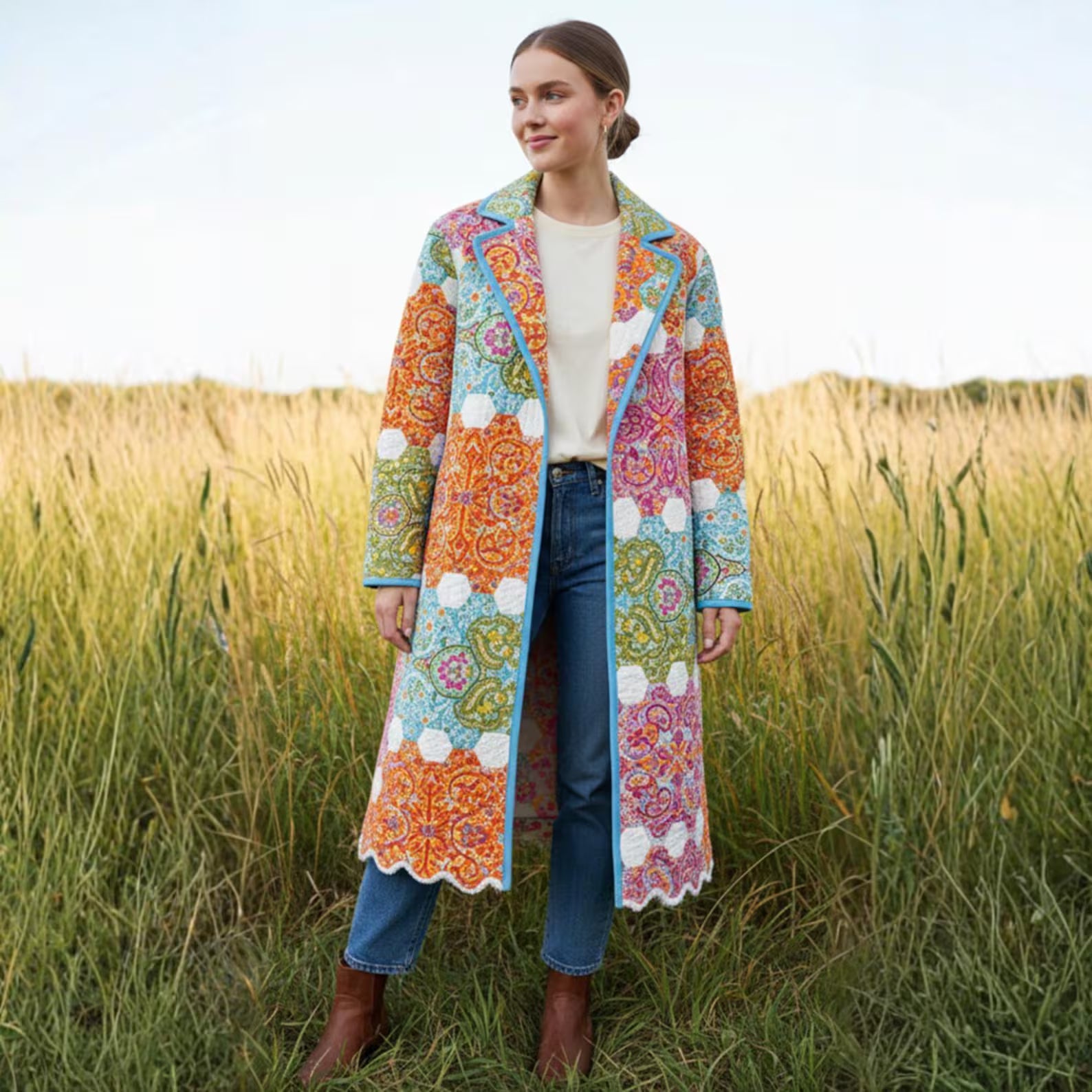 Sunset Patchwork Coat Sewing Pattern | Beginner-Friendly, XXS-4XL (Instant Download)